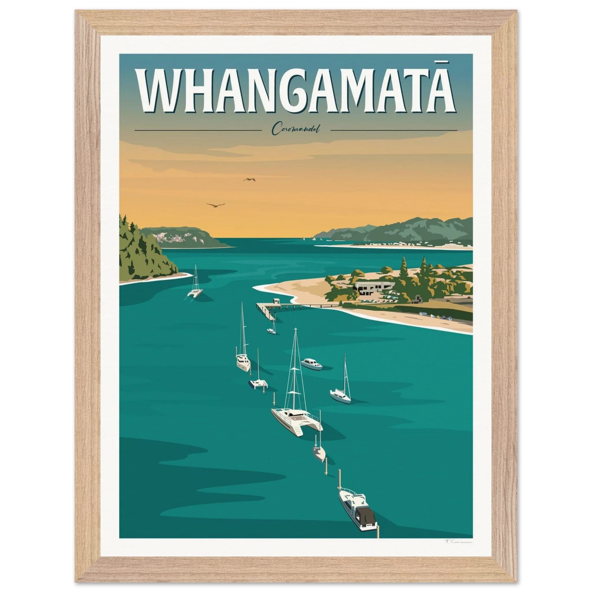 Whangamata Harbour Travel Poster, New Zealand