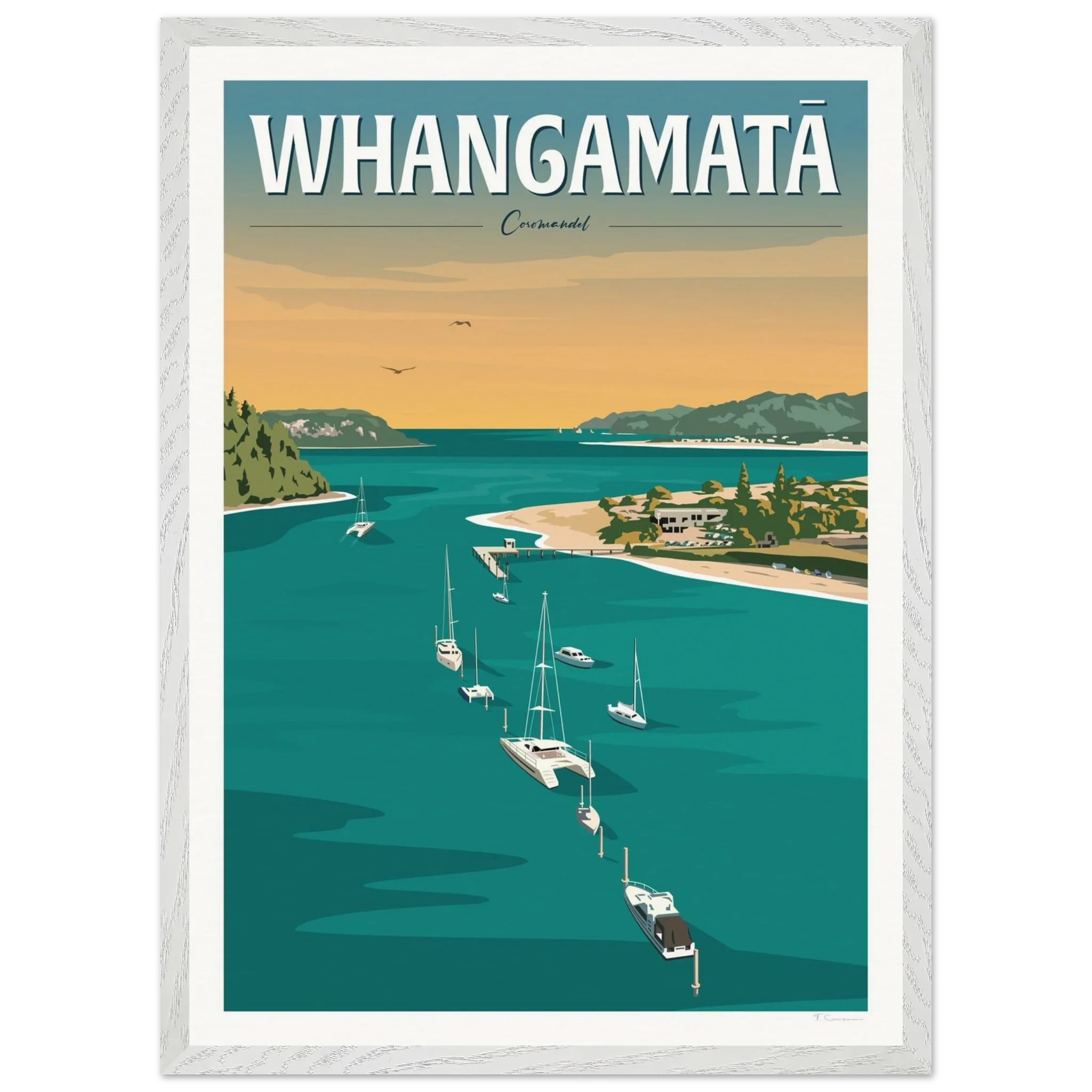 Whangamata Harbour Travel Poster, New Zealand