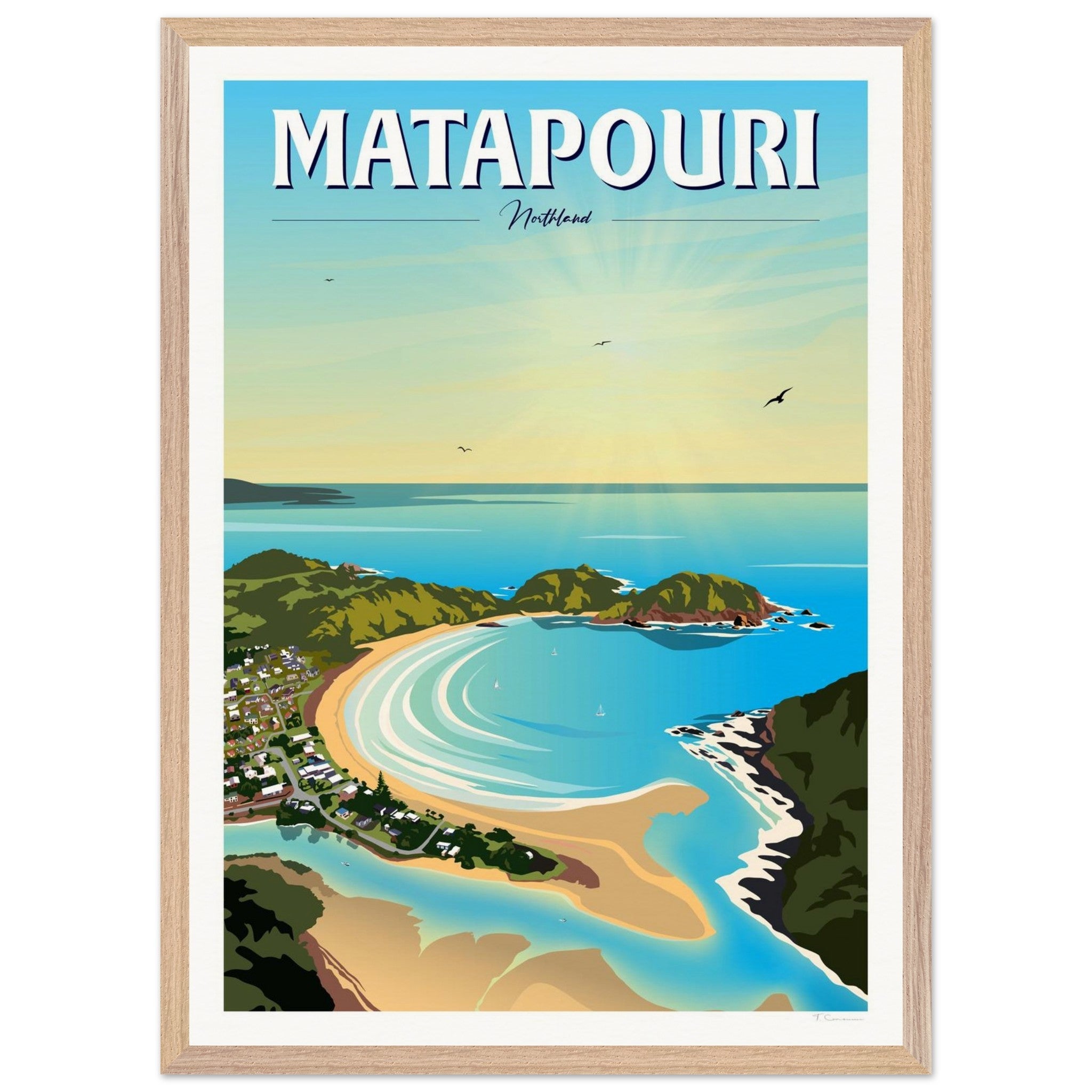 Matapouri Travel Poster, New Zealand