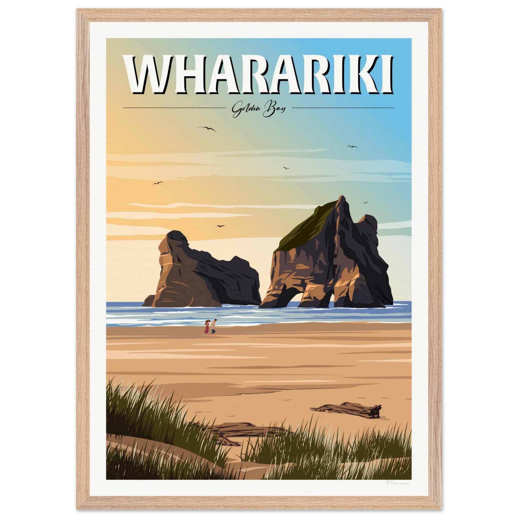 Wharariki Golden Bay Travel Poster, New Zealand