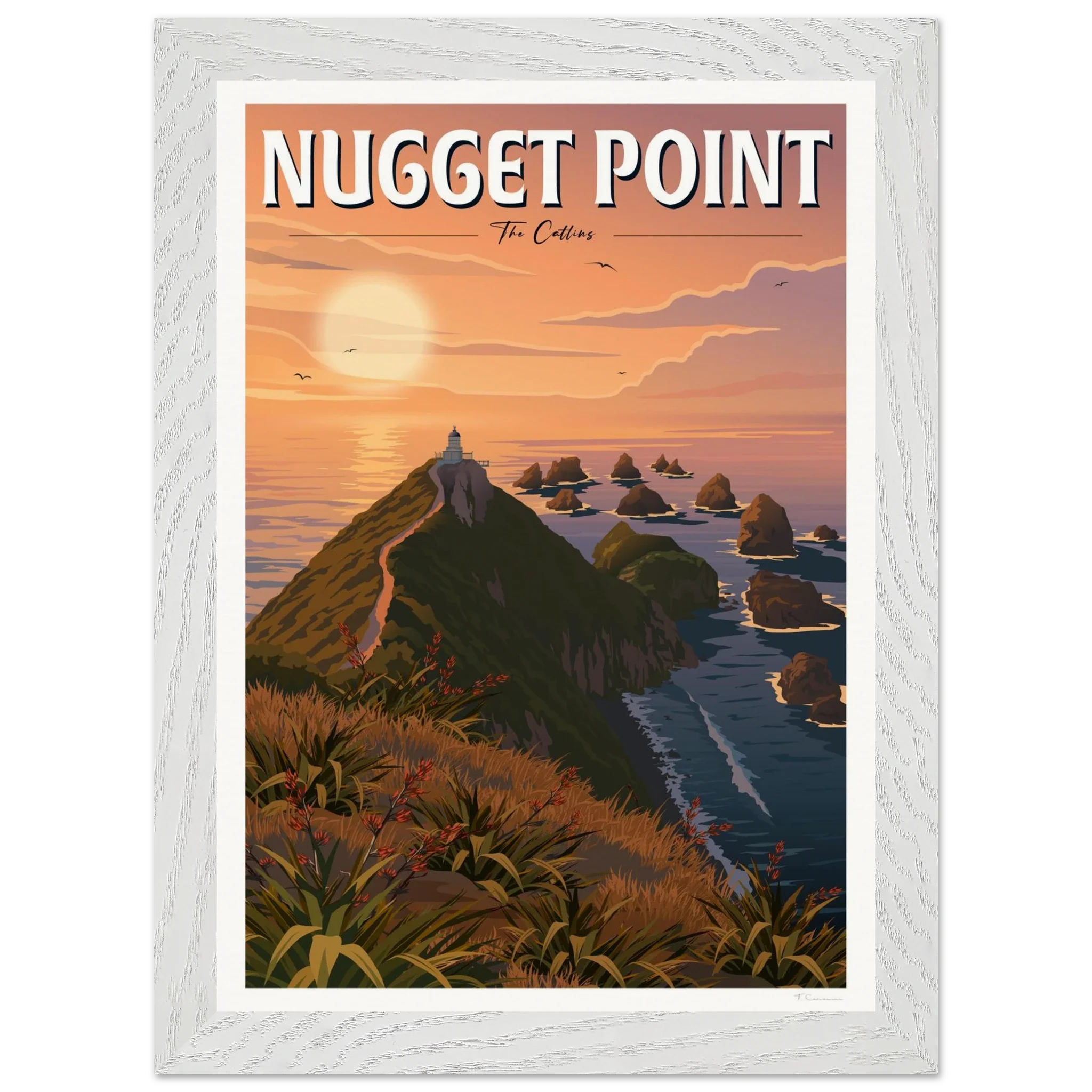 Nugget Point Travel Poster, Otago, New Zealand