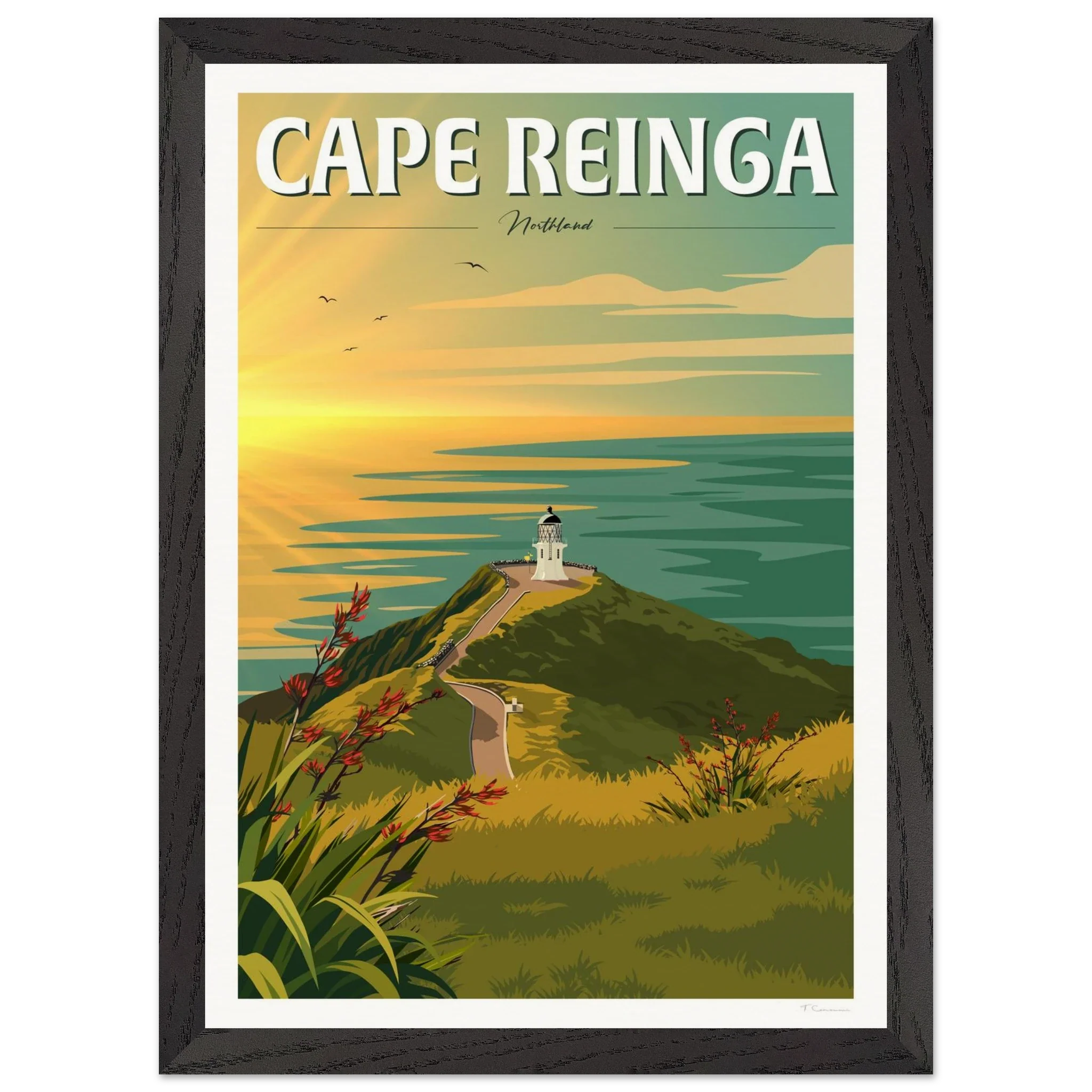 Cape Reinga Sunset Travel Poster, New Zealand