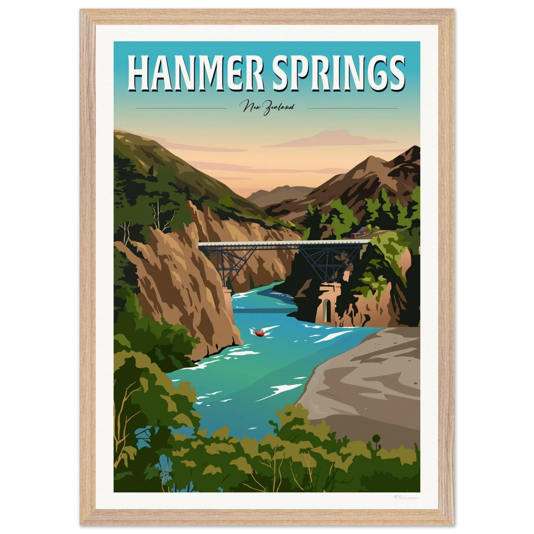 Hanmer Springs Travel Poster, New Zealand