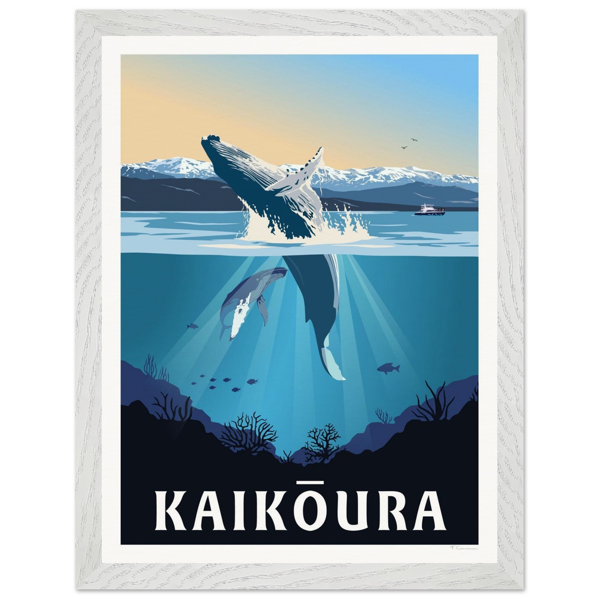 Kaikōura Whale Watching Travel Poster, New Zealand