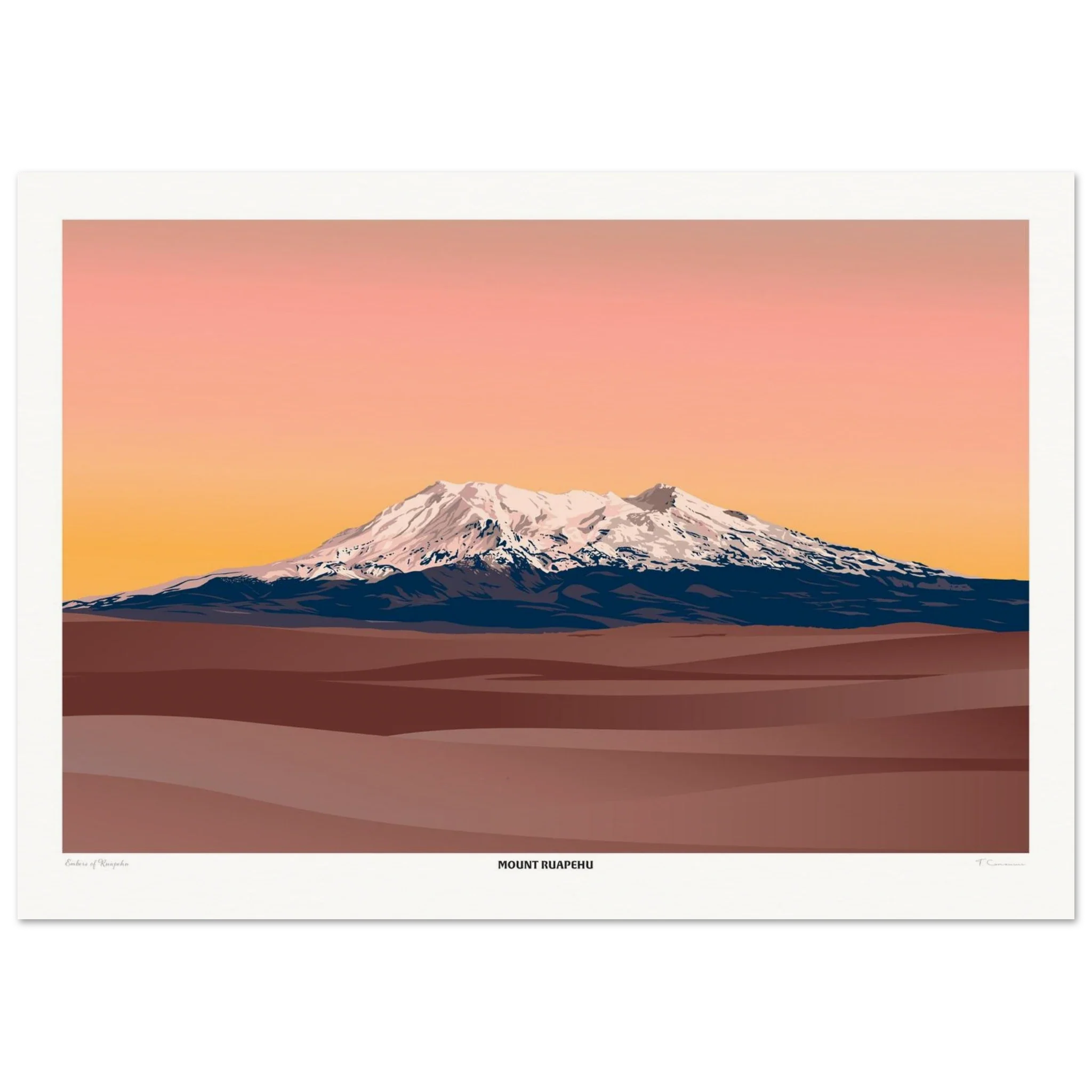 Mount Ruapehu Travel Poster, New Zealand