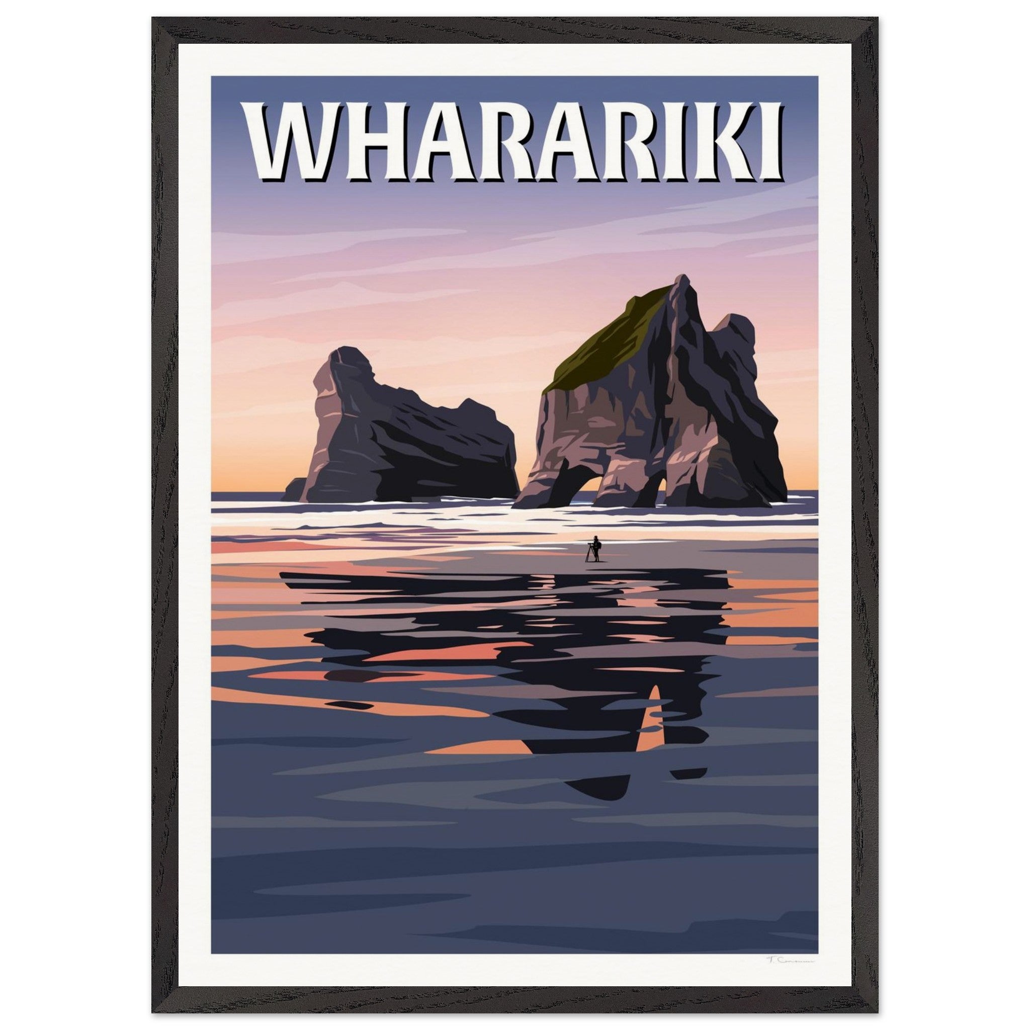 Wharariki Sunset Travel Poster, New Zealand