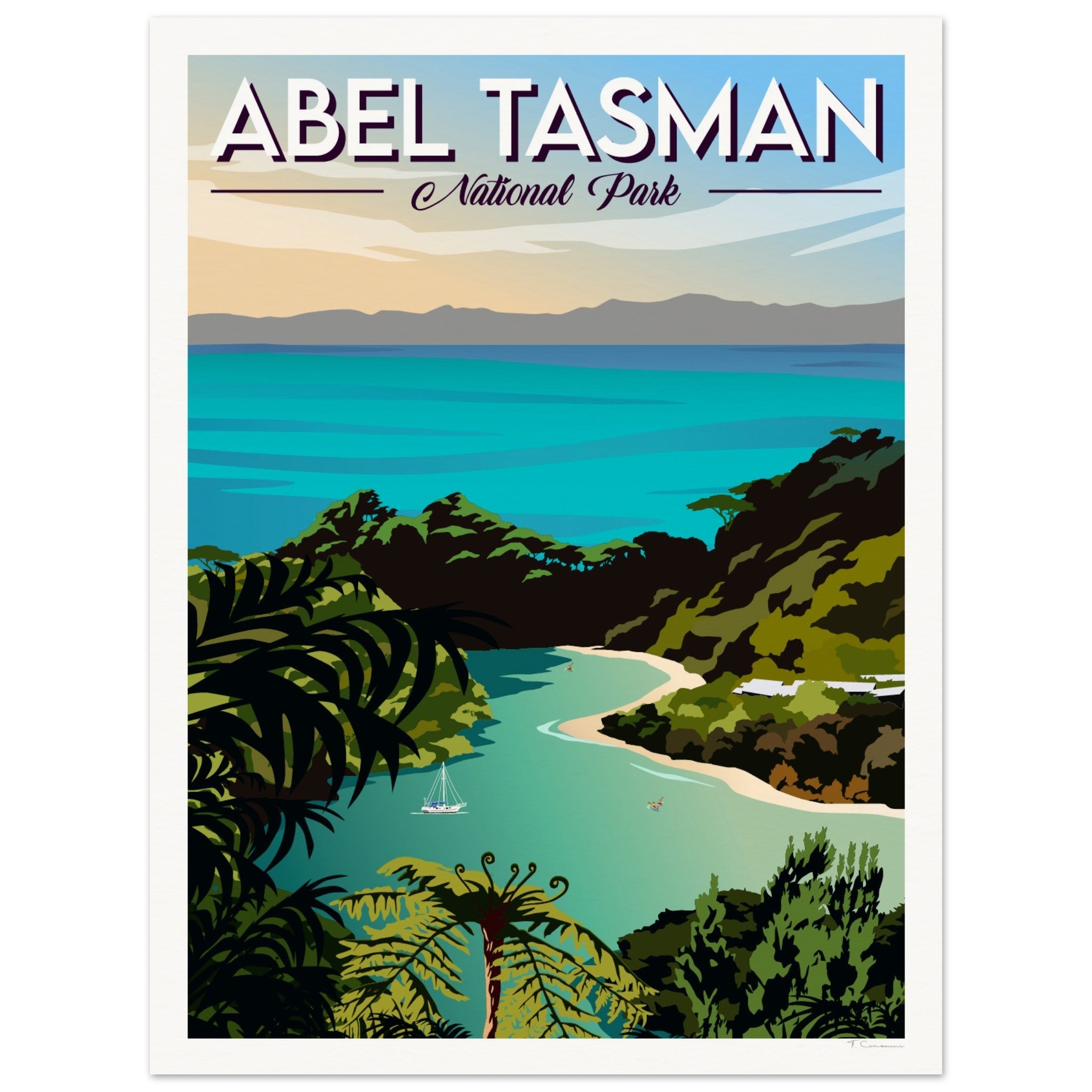 Abel Tasman National Park Travel Poster of New Zealand