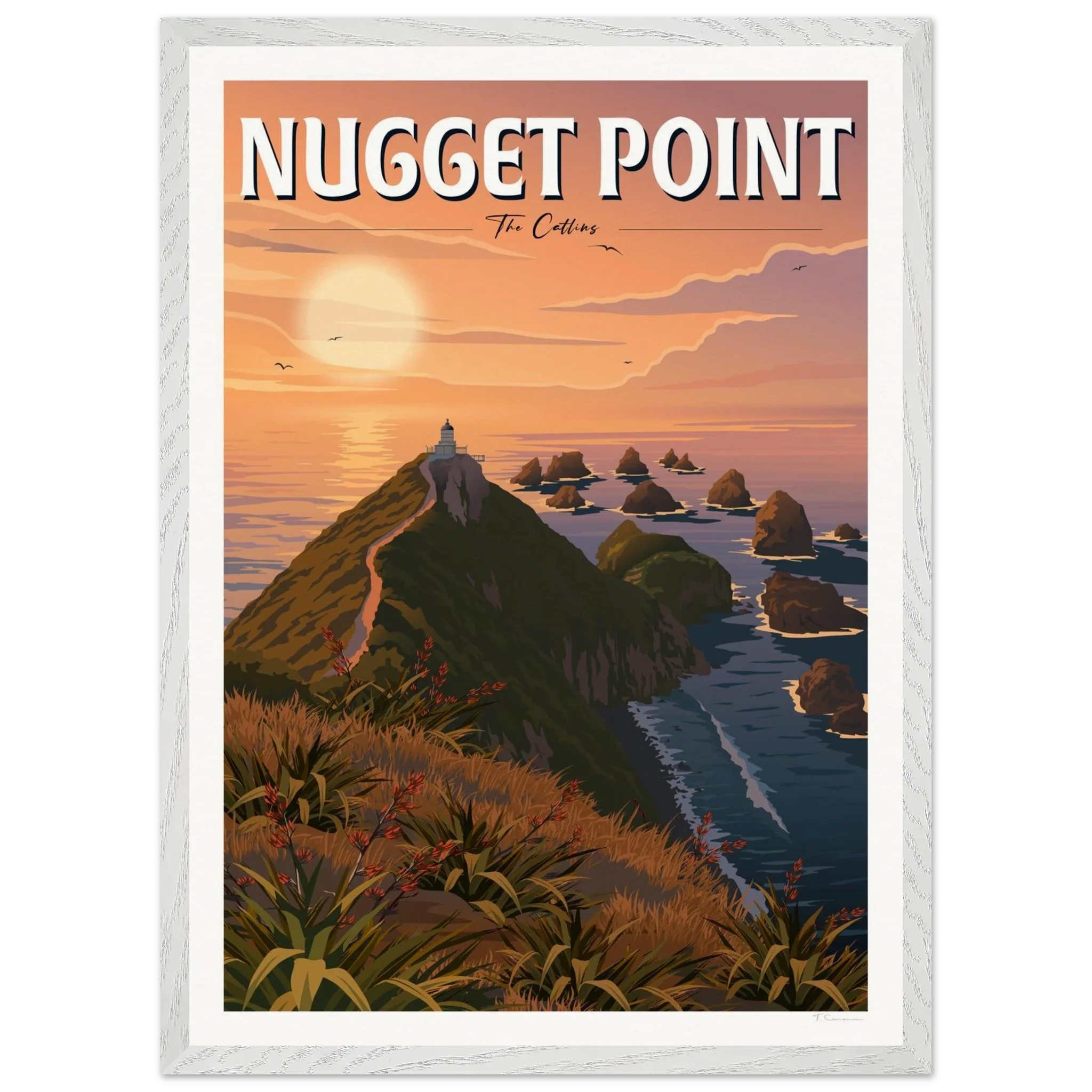 Nugget Point Travel Poster, Otago, New Zealand