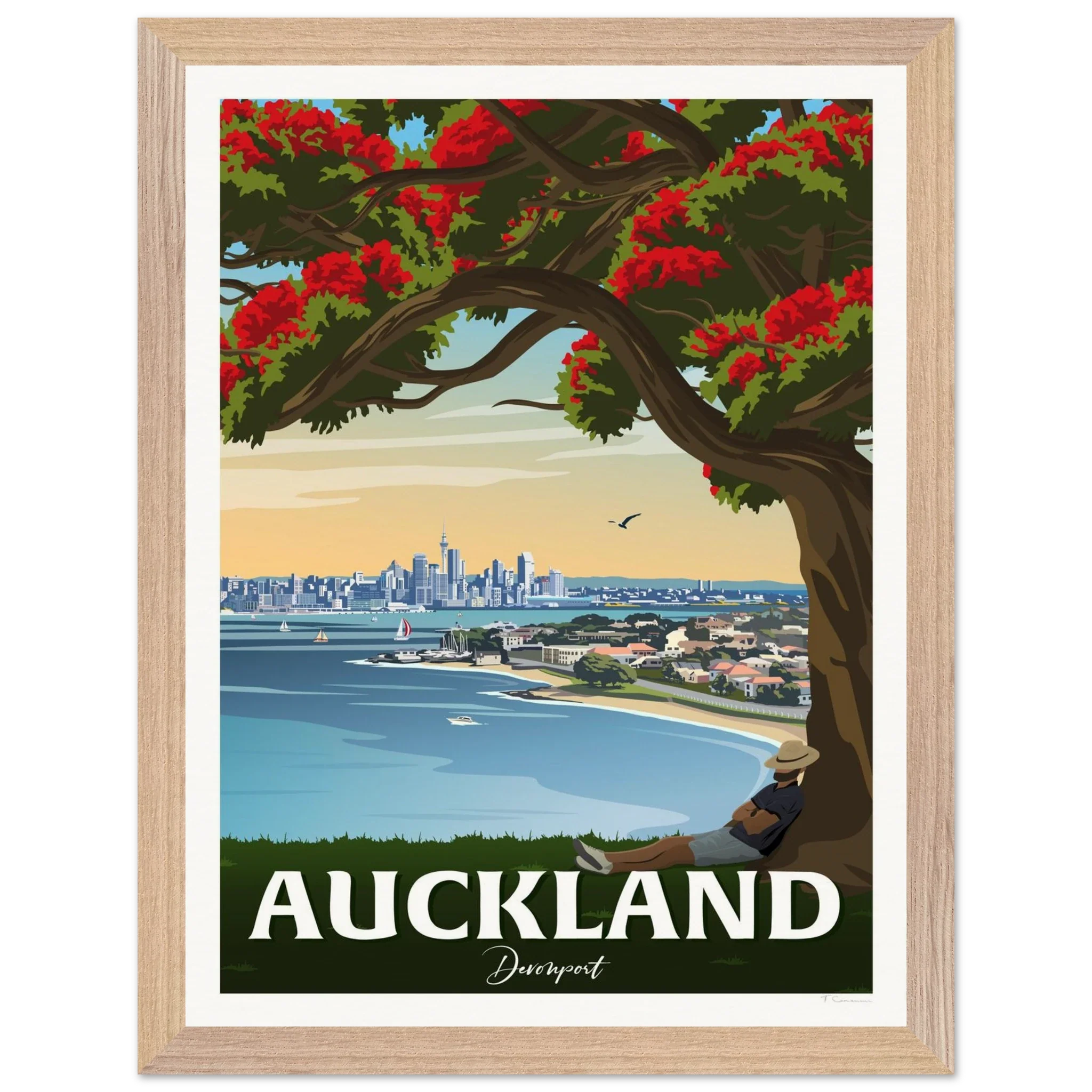 Auckland from Northhead New Zealand Travel Poster