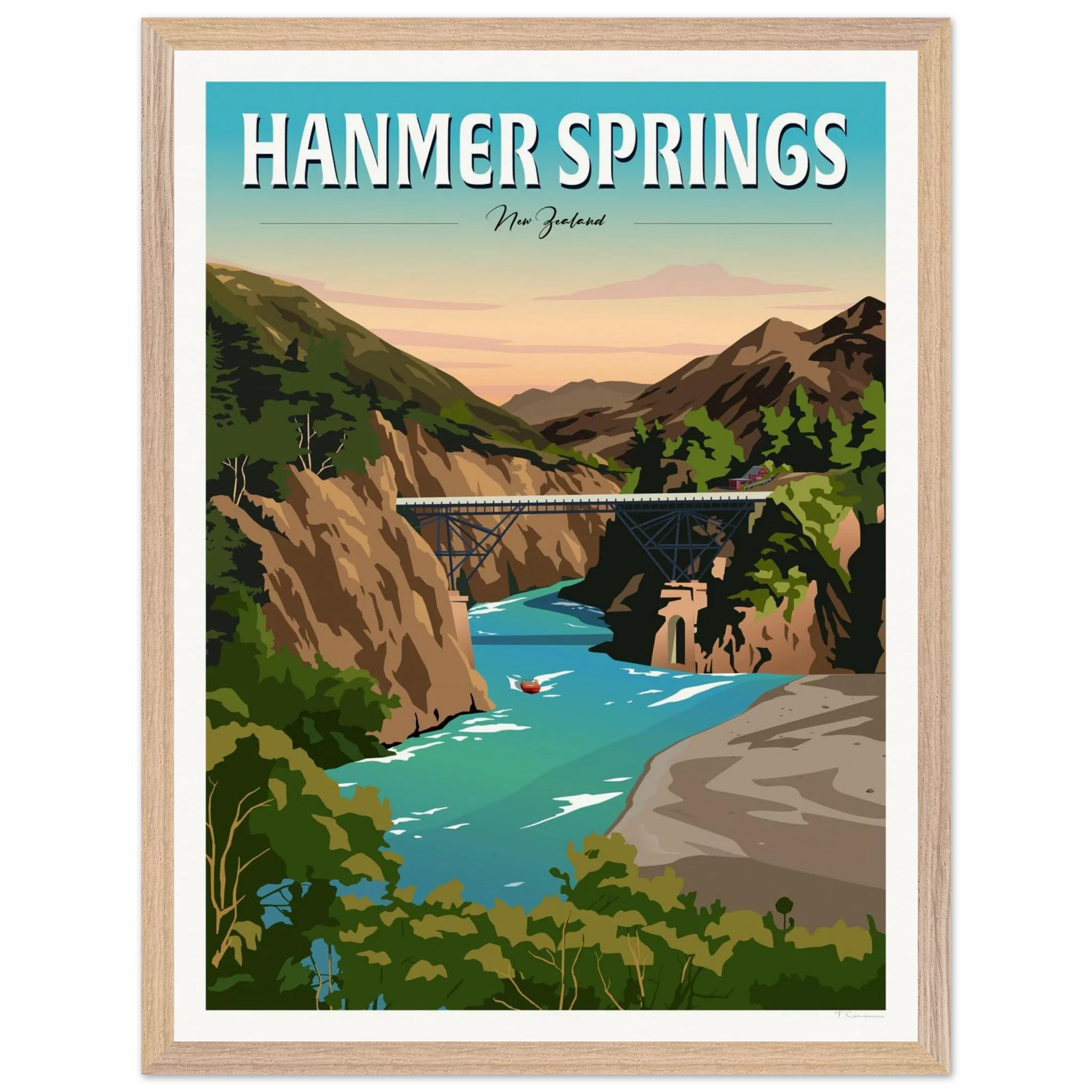 Hanmer Springs Travel Poster, New Zealand