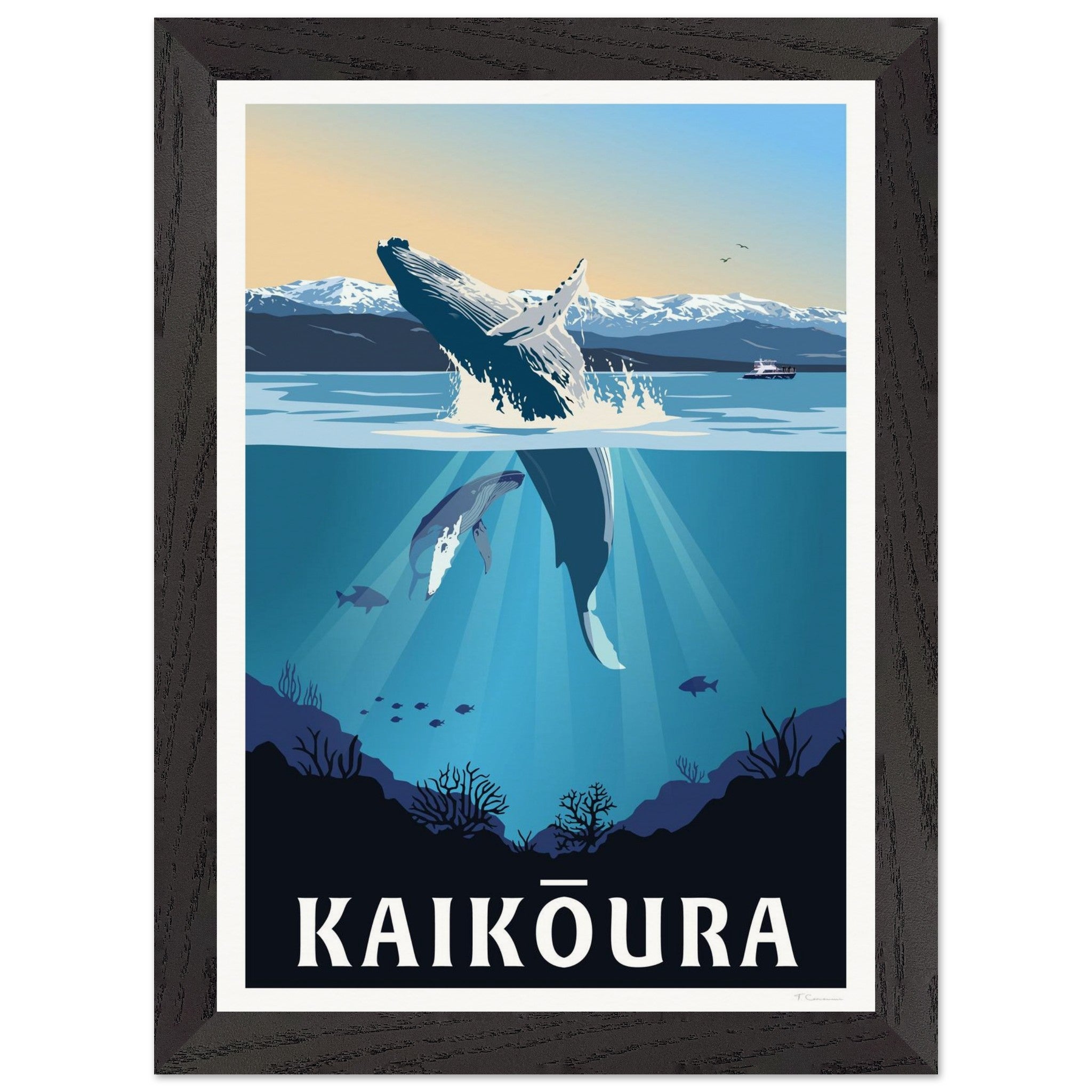 Kaikōura Whale Watching Travel Poster, New Zealand