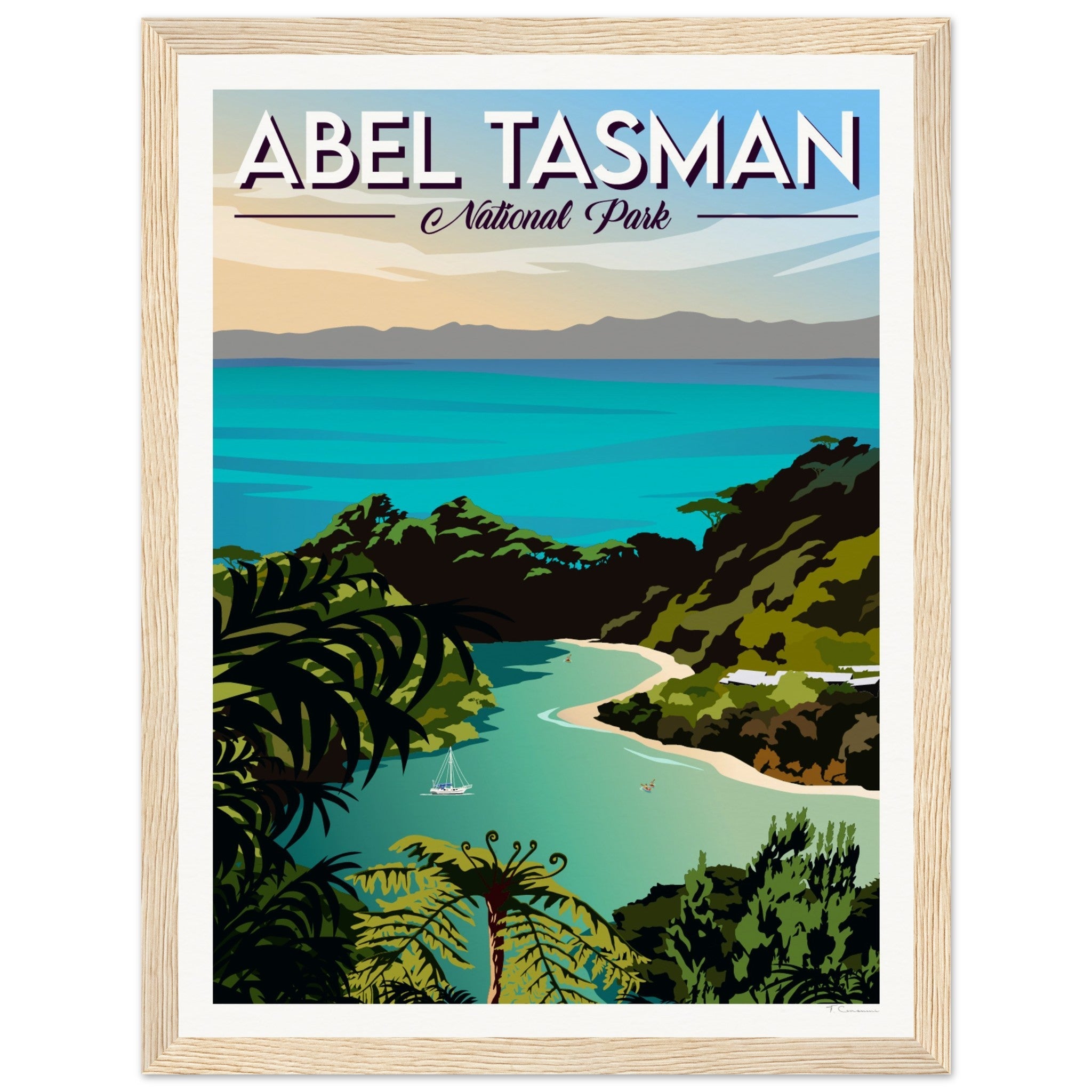 Abel Tasman National Park Travel Poster of New Zealand