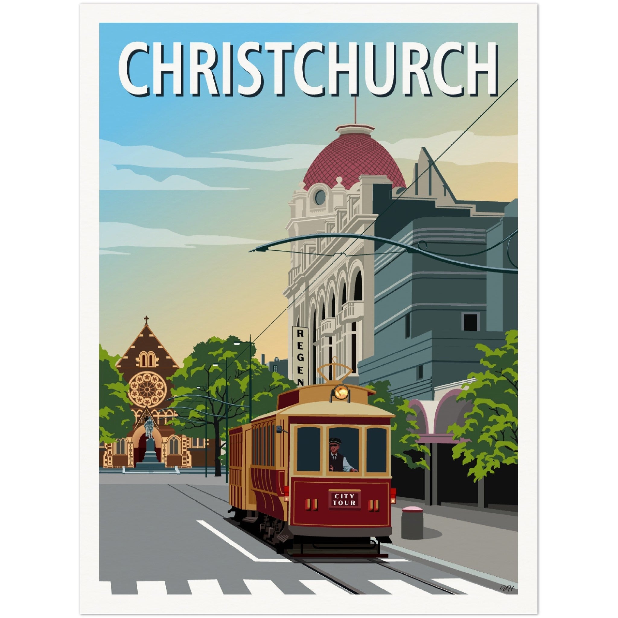 Christchurch Travel Poster, New Zealand