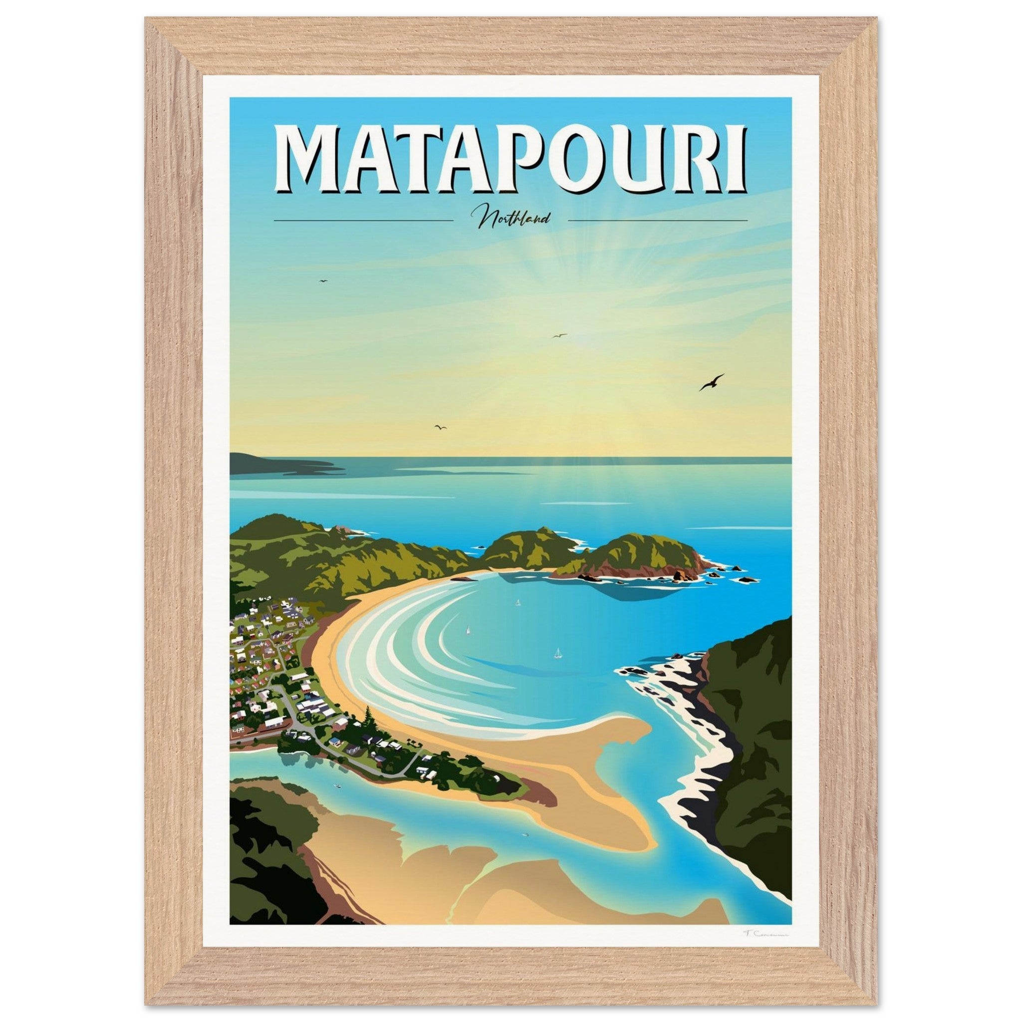 Matapouri Travel Poster, New Zealand