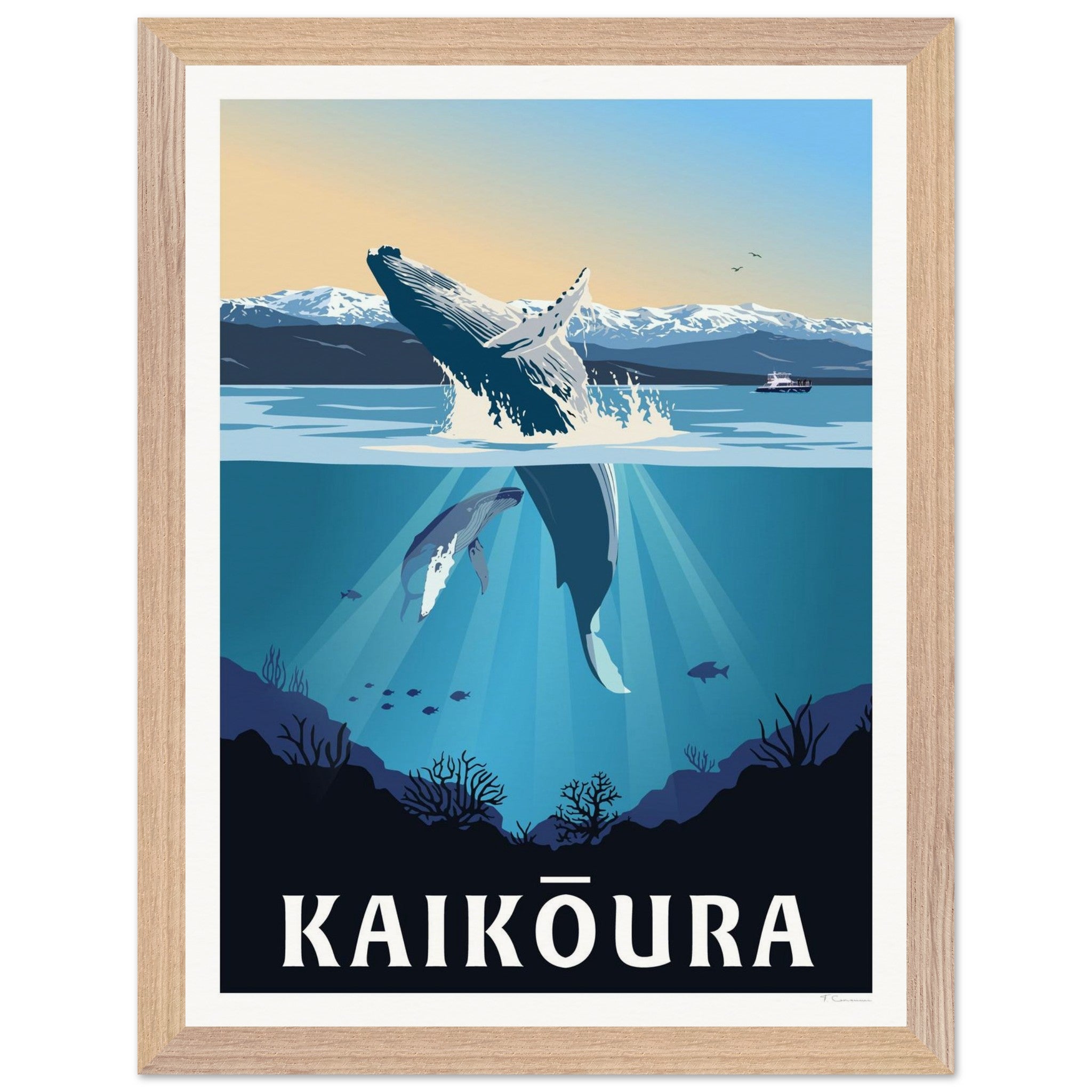 Kaikōura Whale Watching - Travel Poster, New Zealand