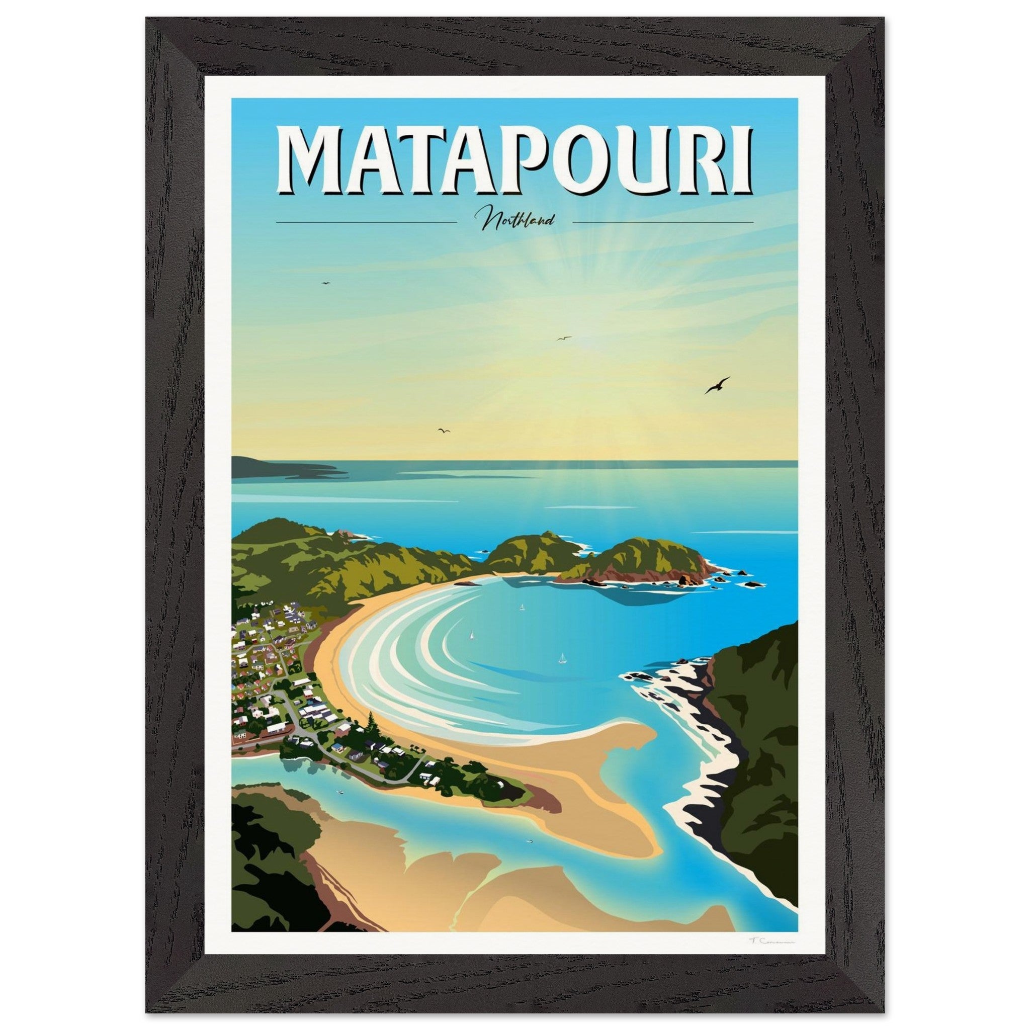 Matapouri Travel Poster, New Zealand