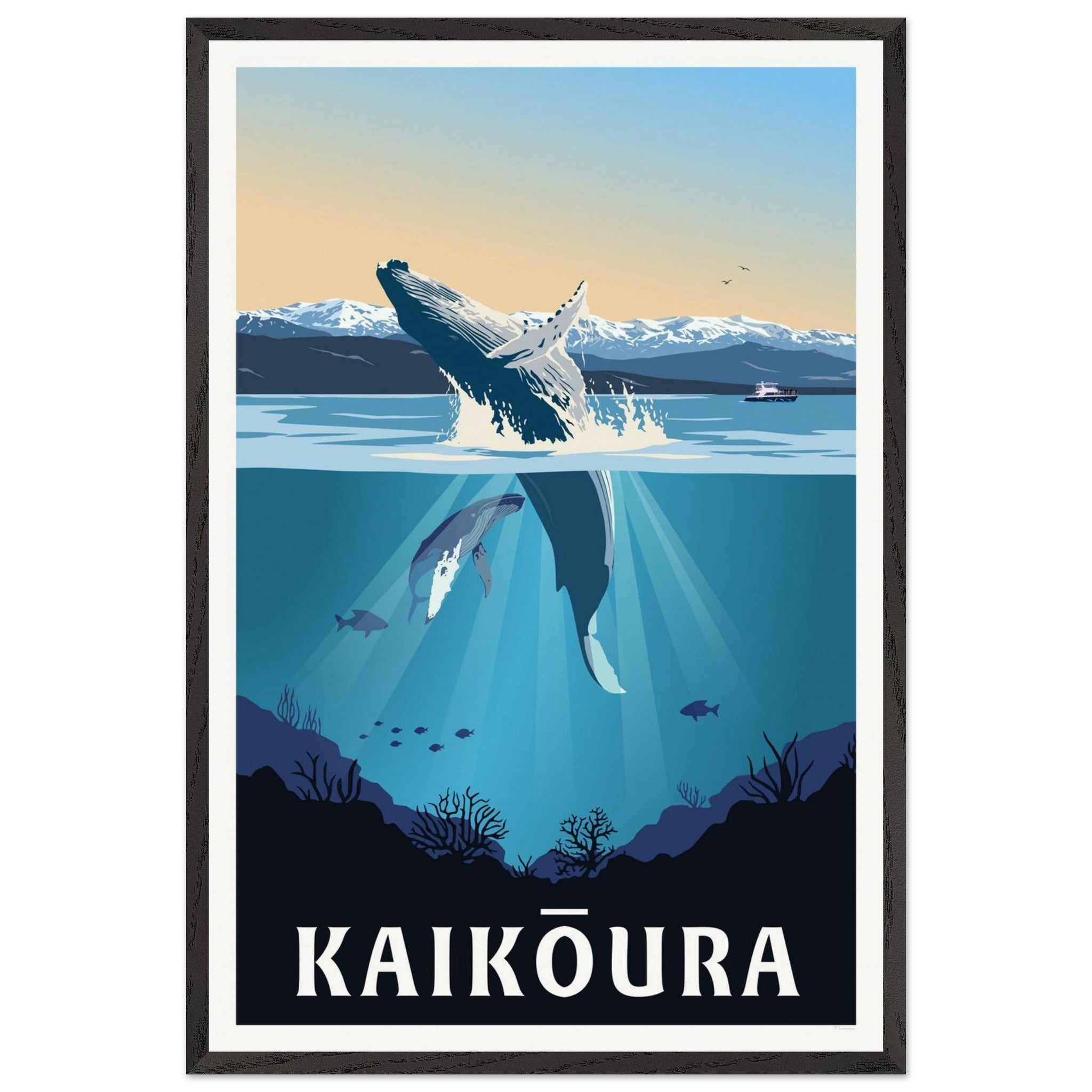 Kaikōura Whale Watching Travel Poster, New Zealand