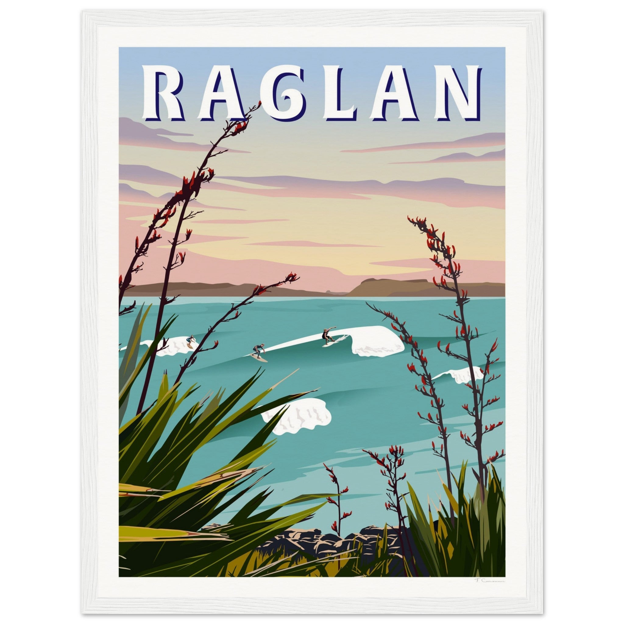Raglan - Manu Bay Travel Poster of New Zealand