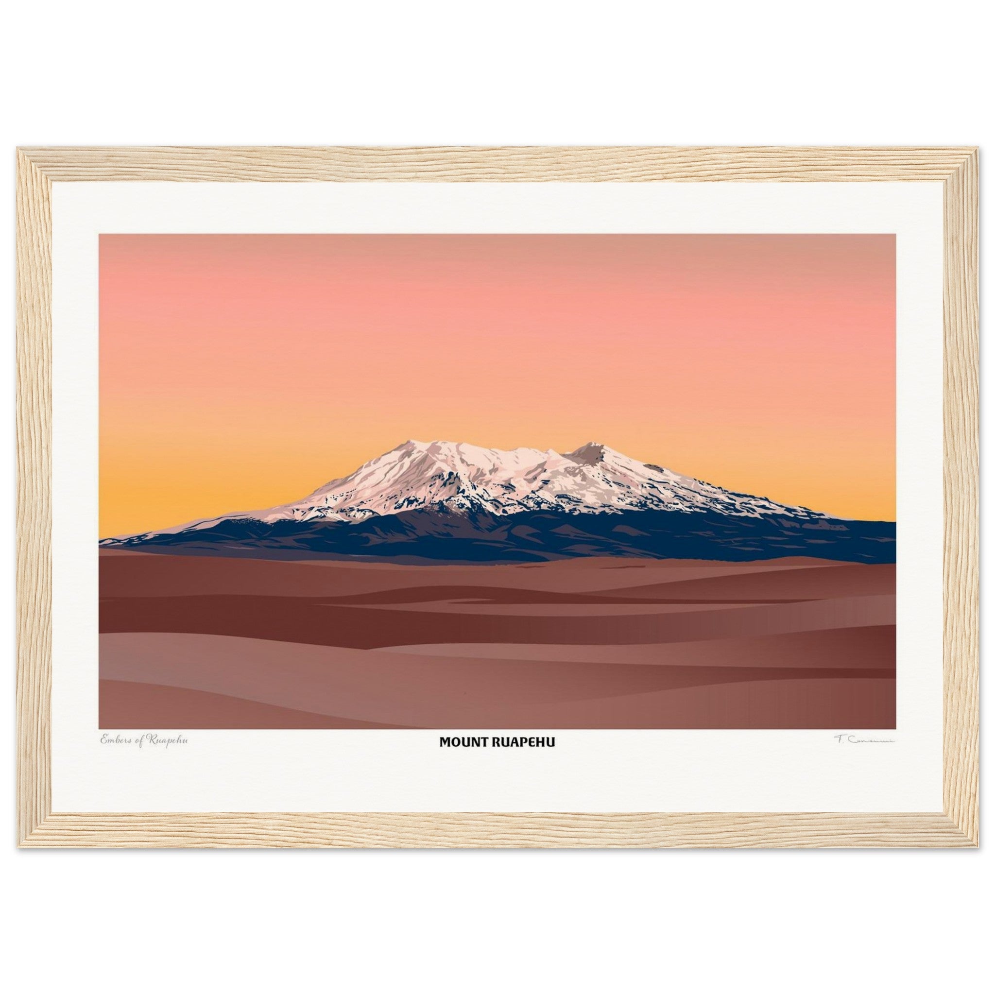 Mount Ruapehu Travel Poster, New Zealand