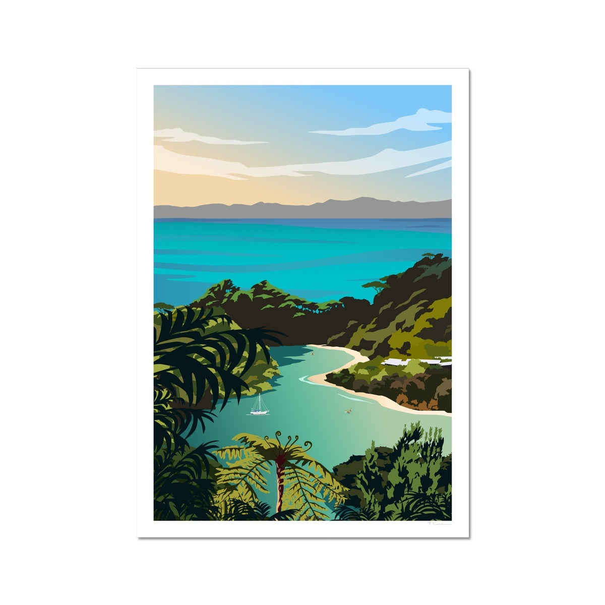 Abel Tasman National Park Travel Poster of New Zealand