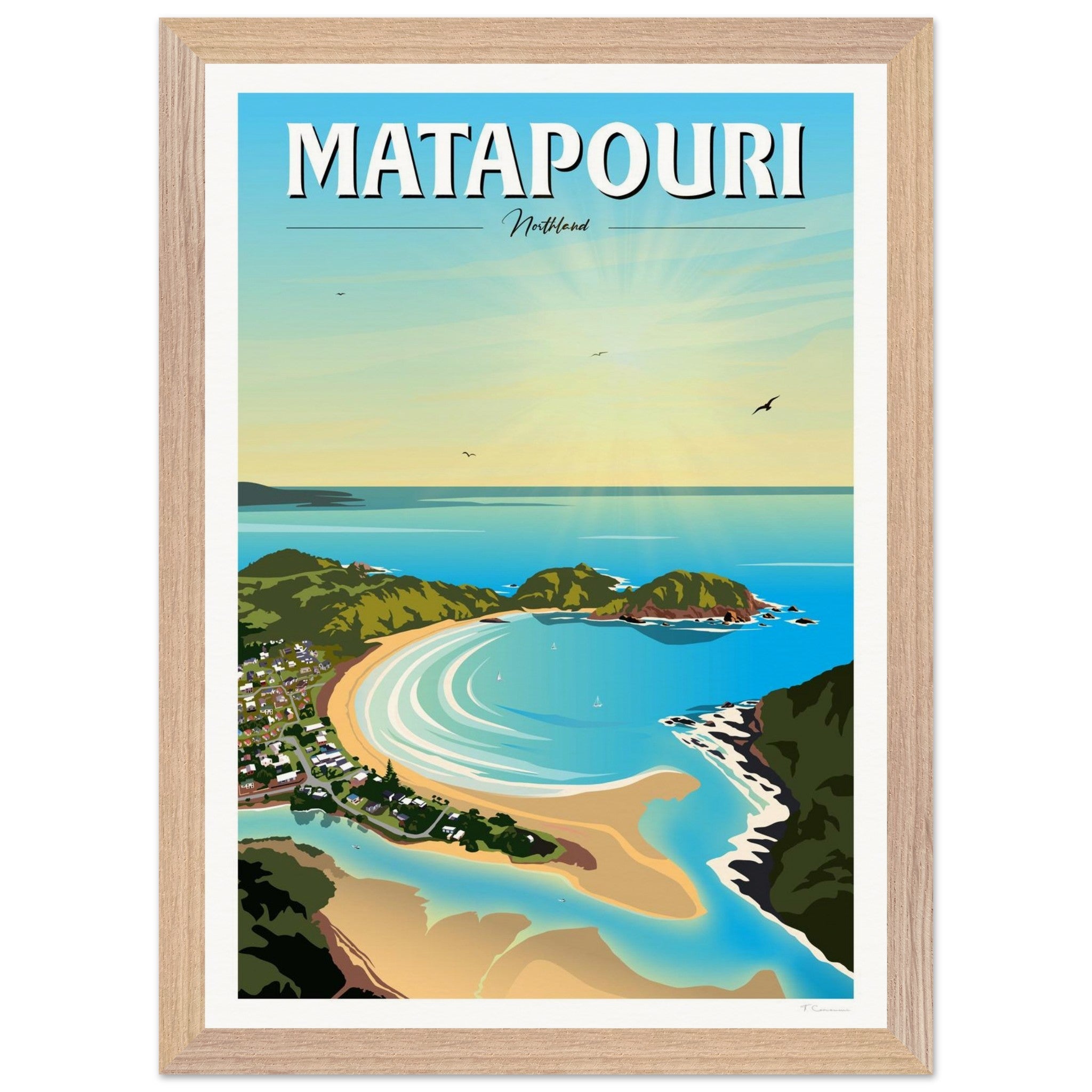 Matapouri Travel Poster, New Zealand