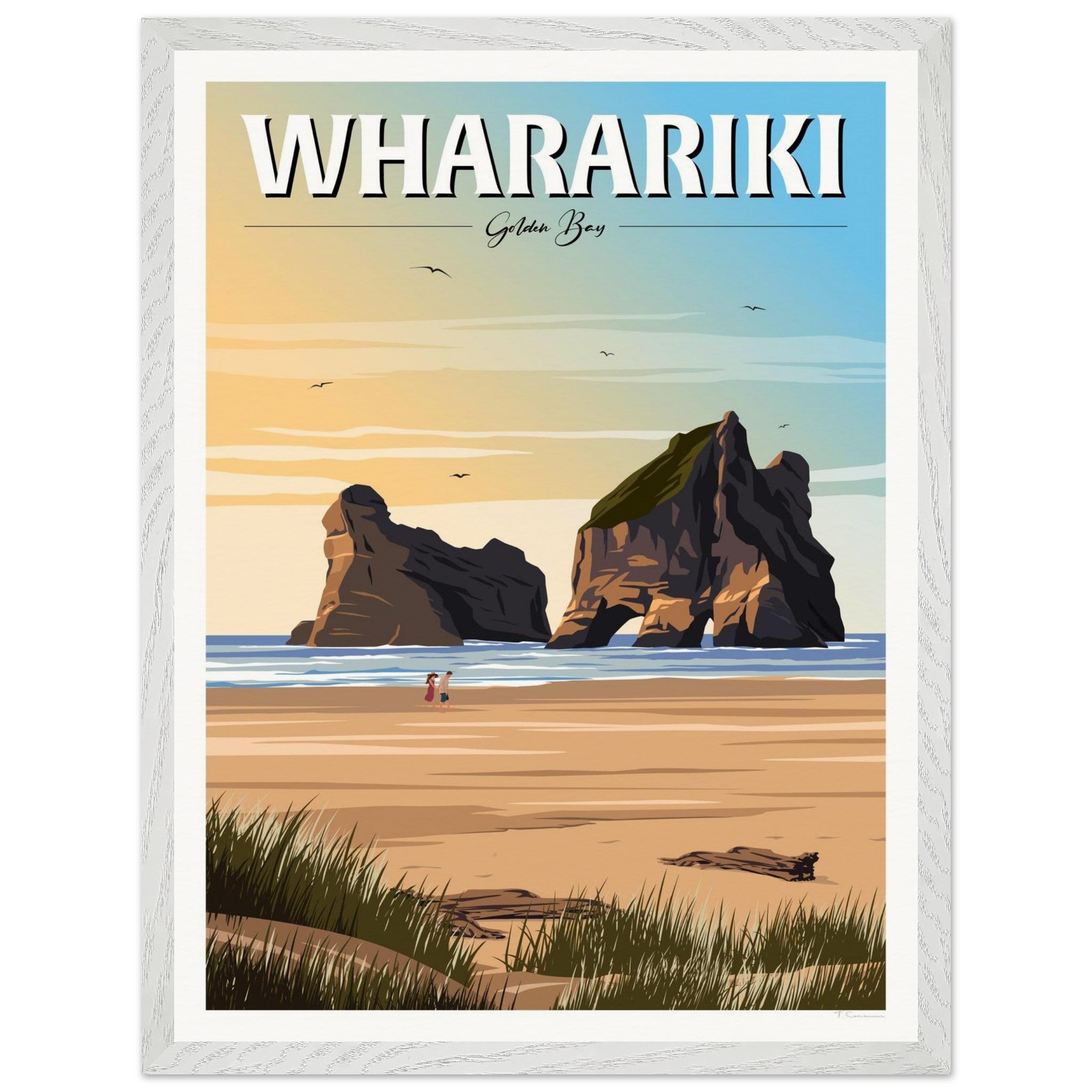 Wharariki Golden Bay Travel Poster, New Zealand