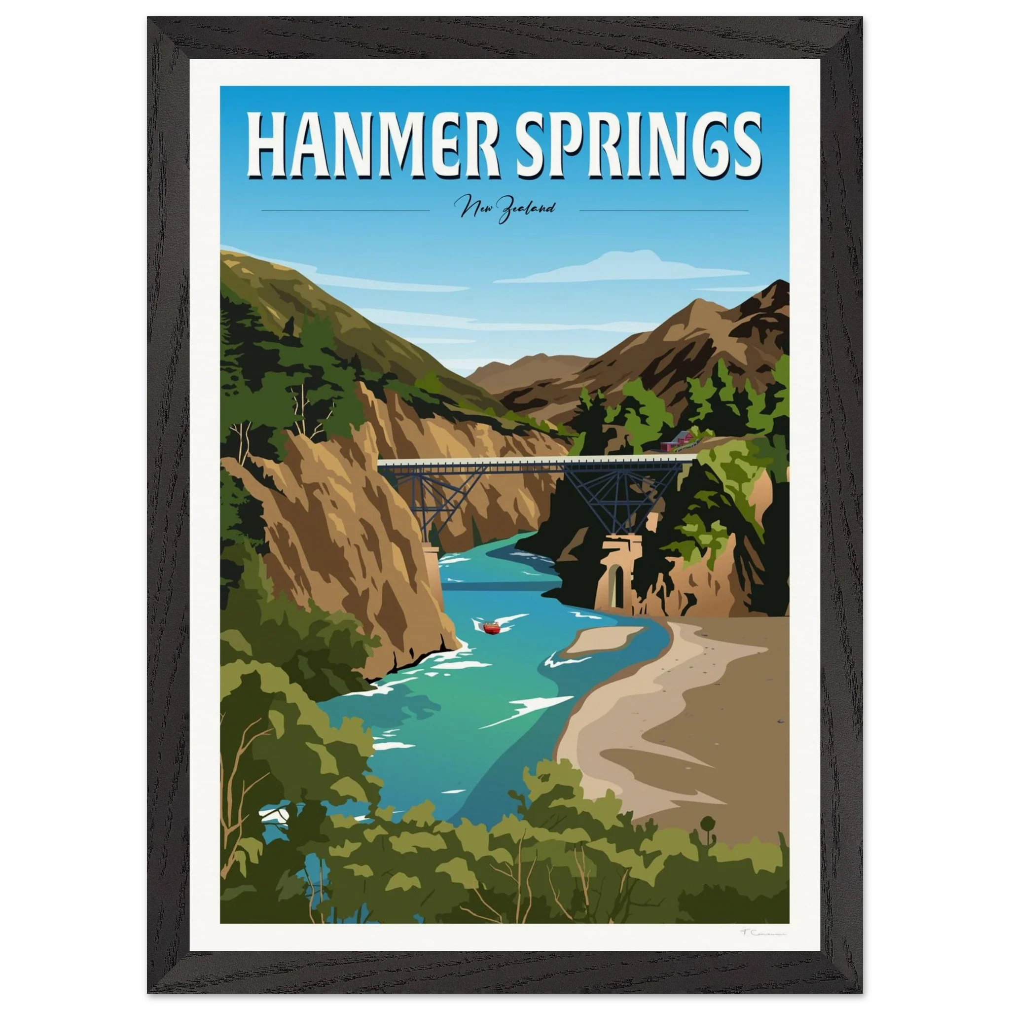 Hanmer Springs Summer Day Travel Poster, New Zealand