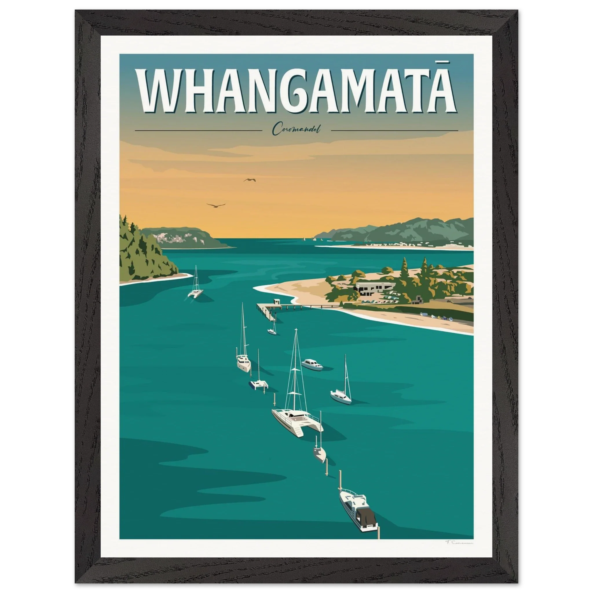 Whangamata Harbour Travel Poster, New Zealand