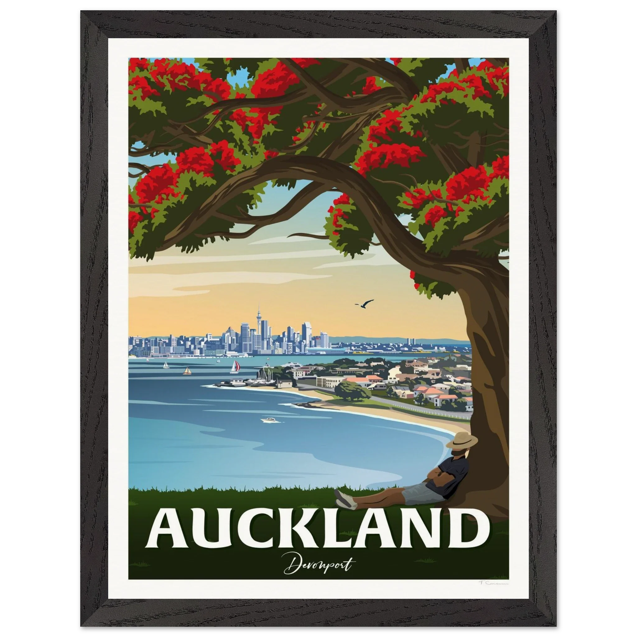 Auckland from Northhead New Zealand Travel Poster
