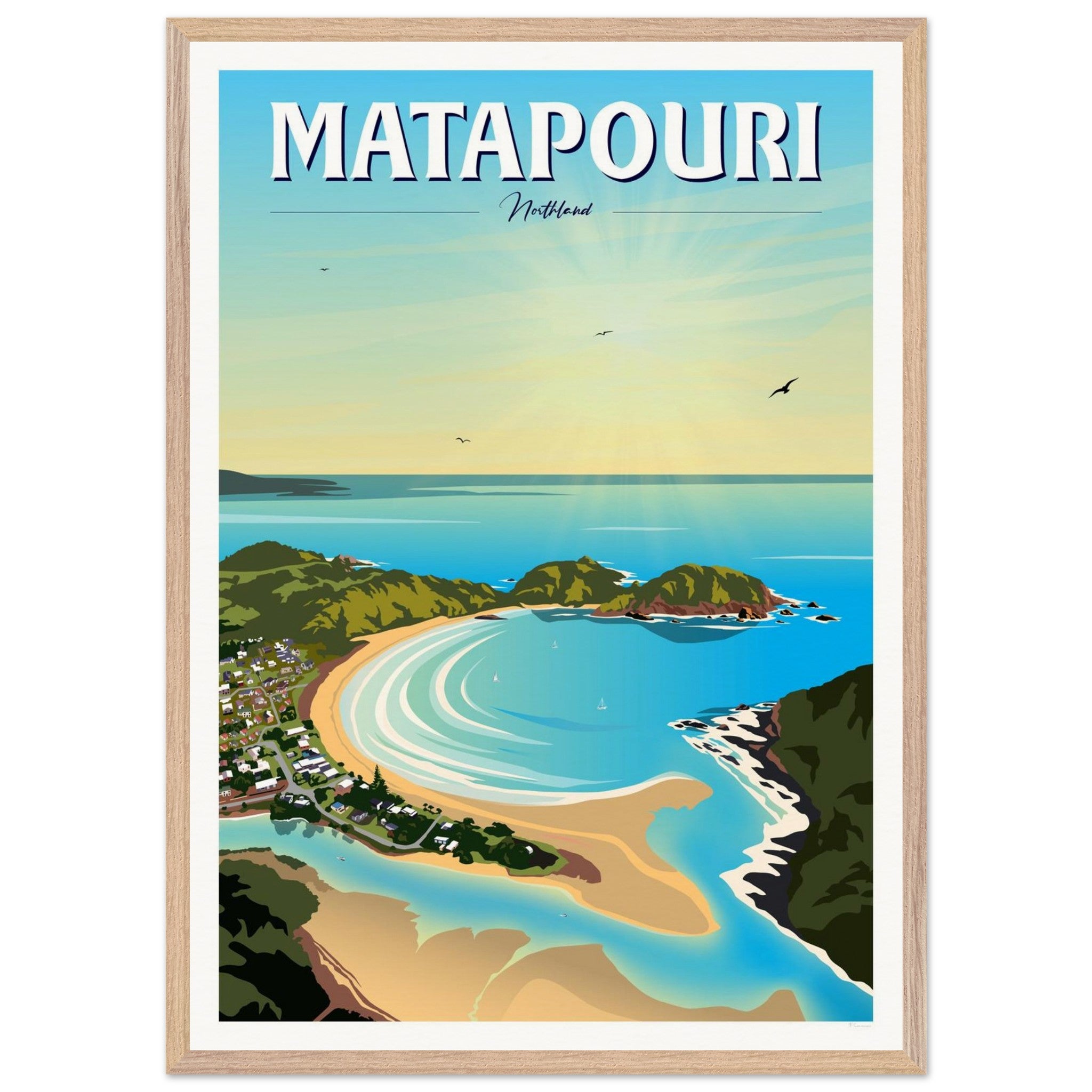 Matapouri Travel Poster, New Zealand