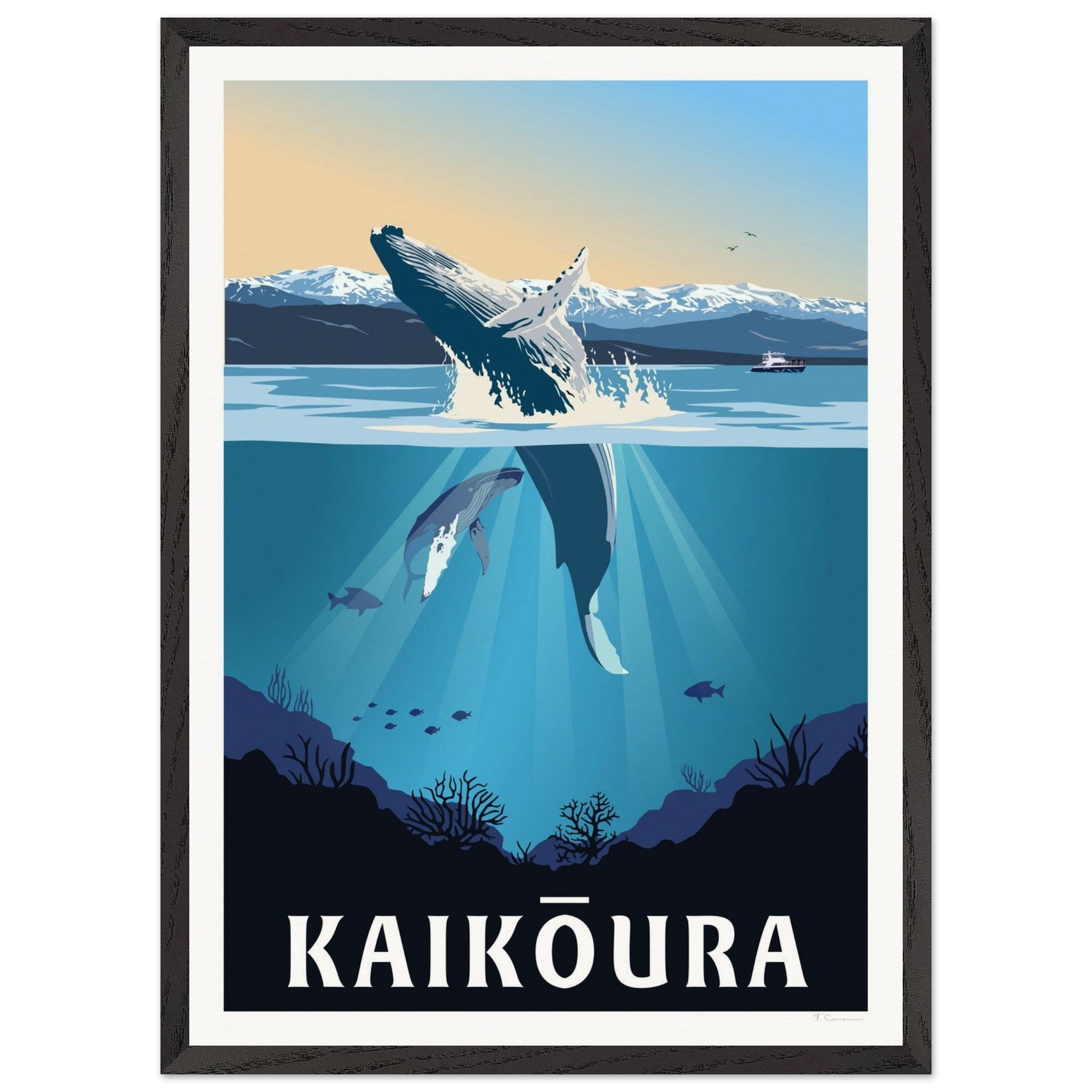 Kaikōura Whale Watching - Travel Poster, New Zealand