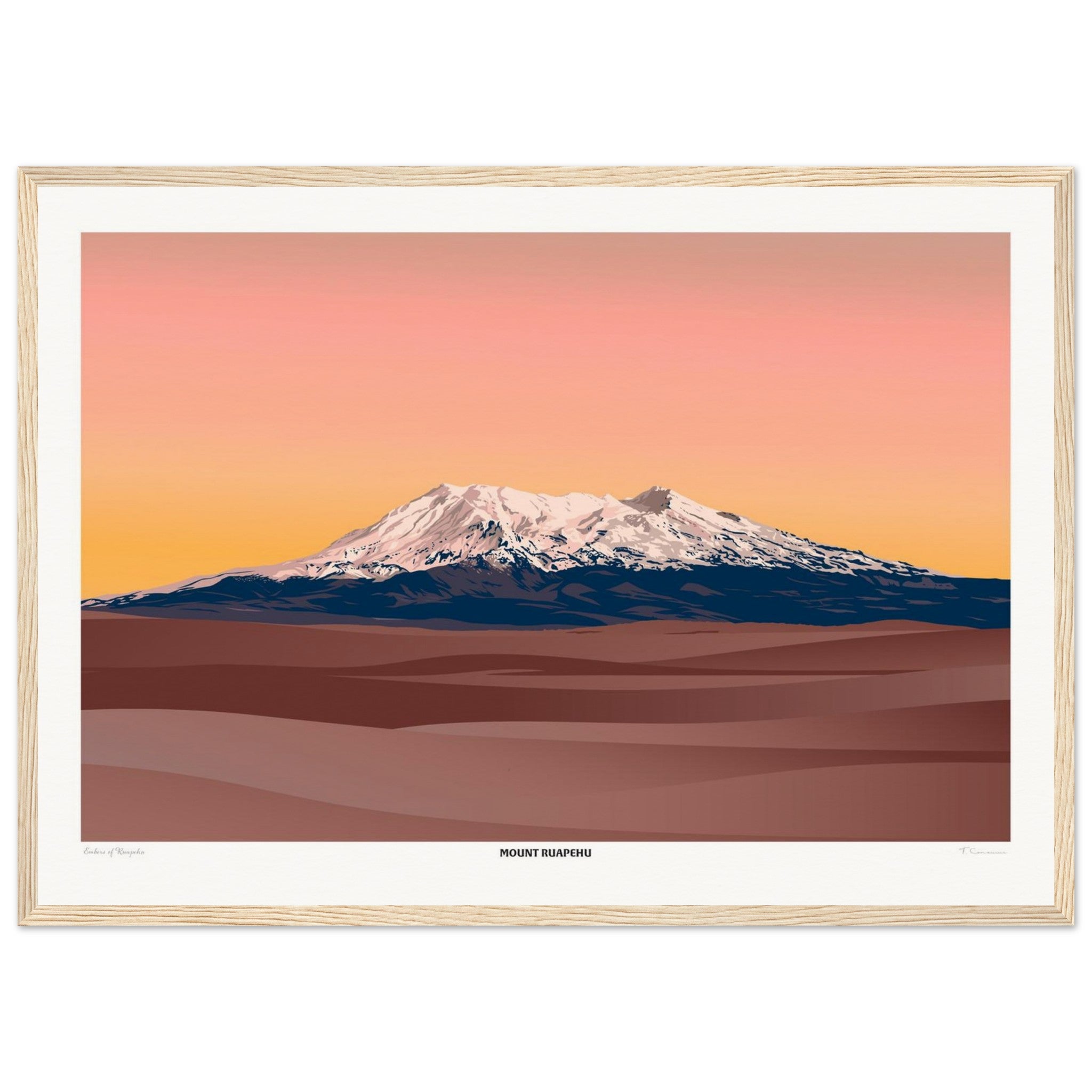 Mount Ruapehu Travel Poster, New Zealand