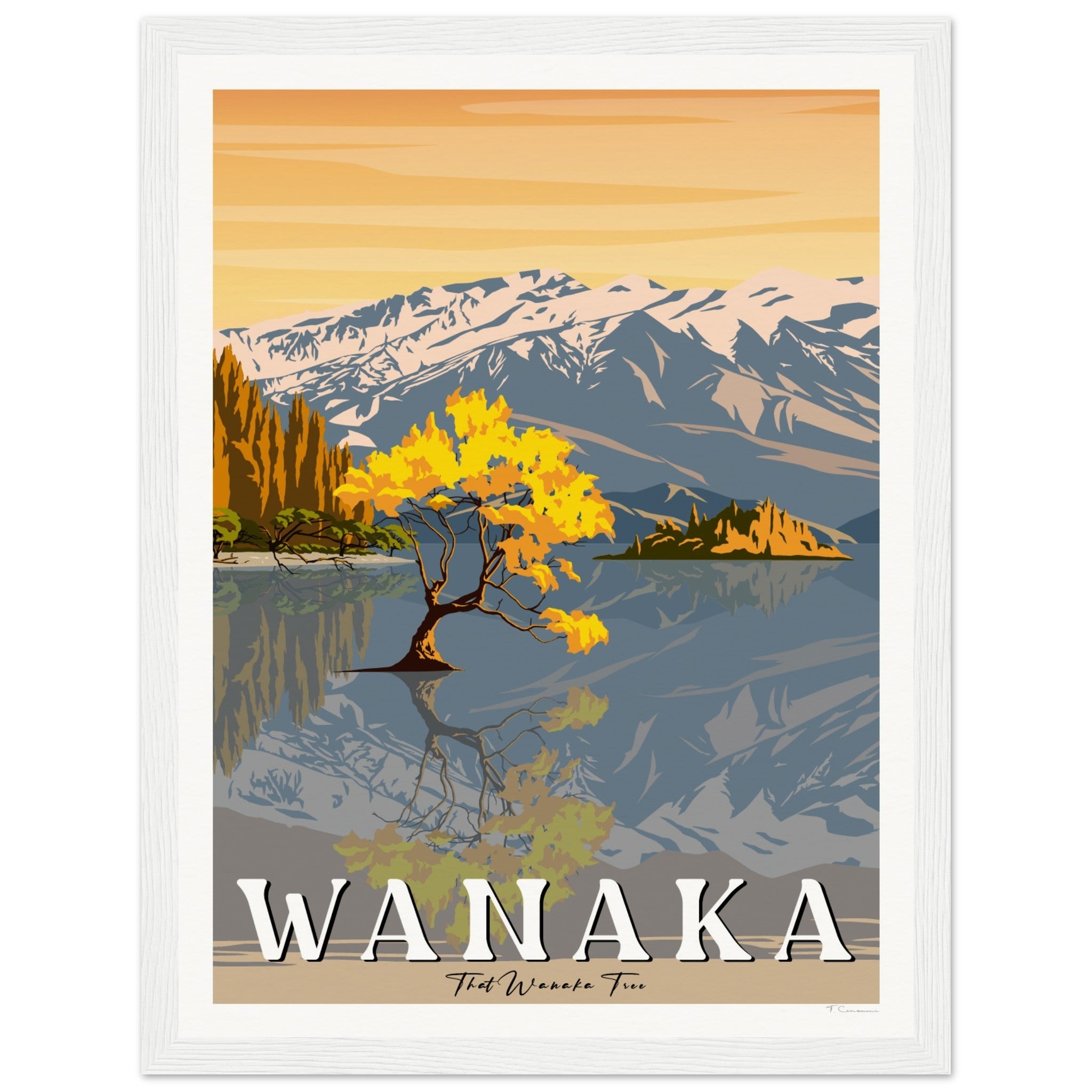 Wanaka Tree in the Lake - Travel Poster, New Zealand