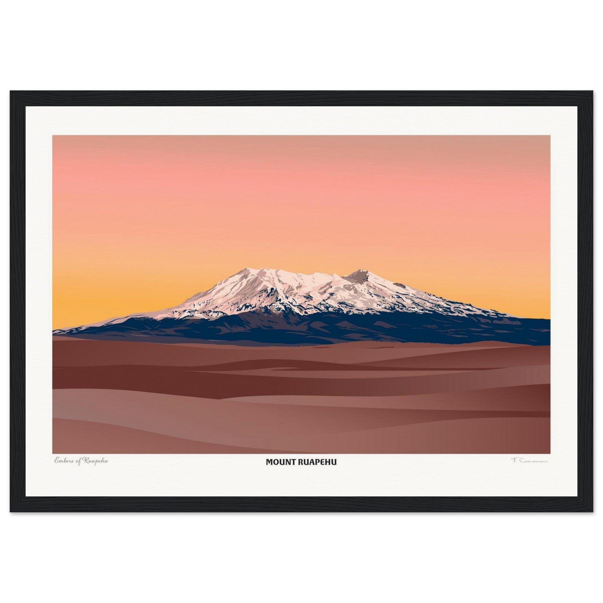 Mount Ruapehu Travel Poster, New Zealand