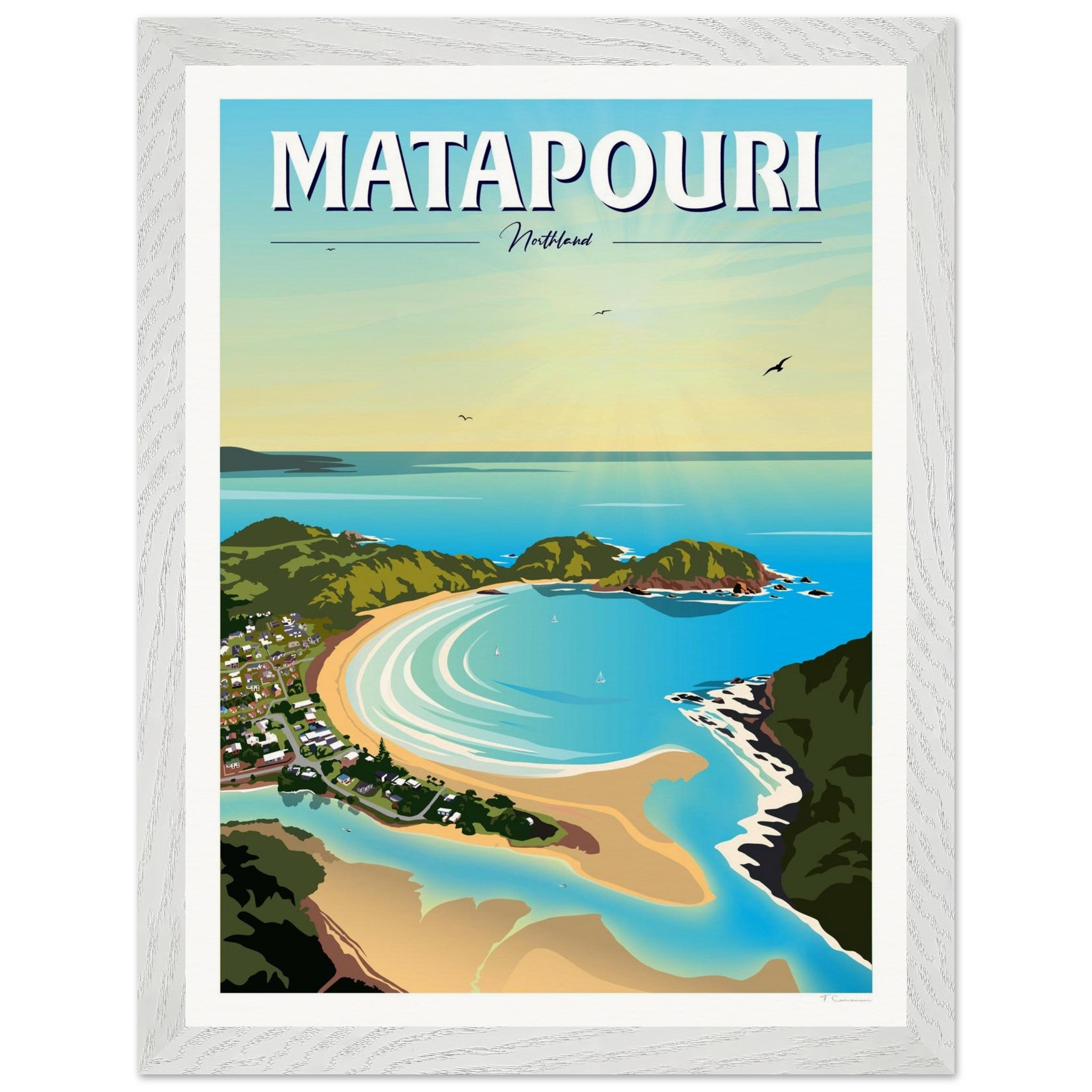 Matapouri Travel Poster, New Zealand