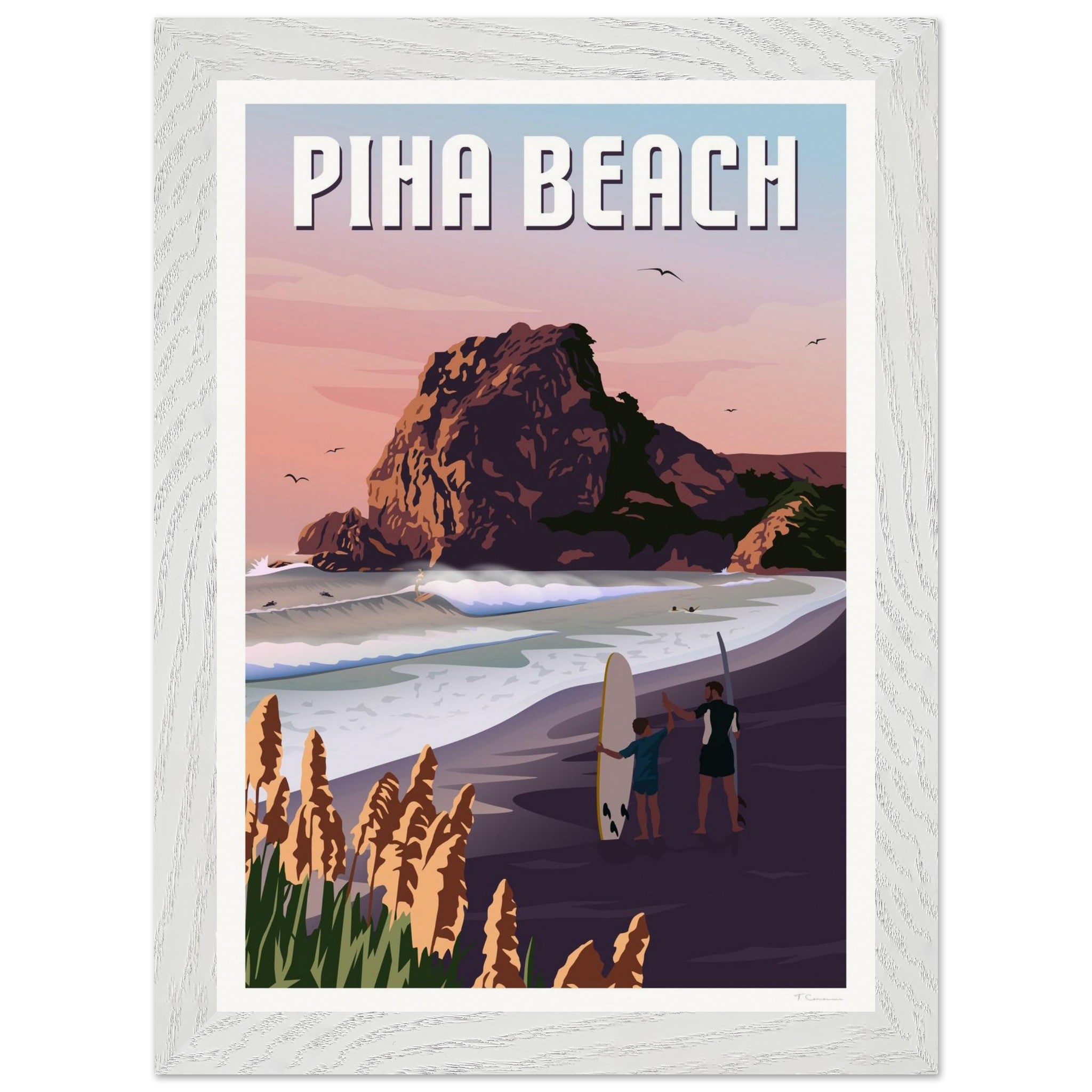 Piha Surf Travel Poster of New Zealand