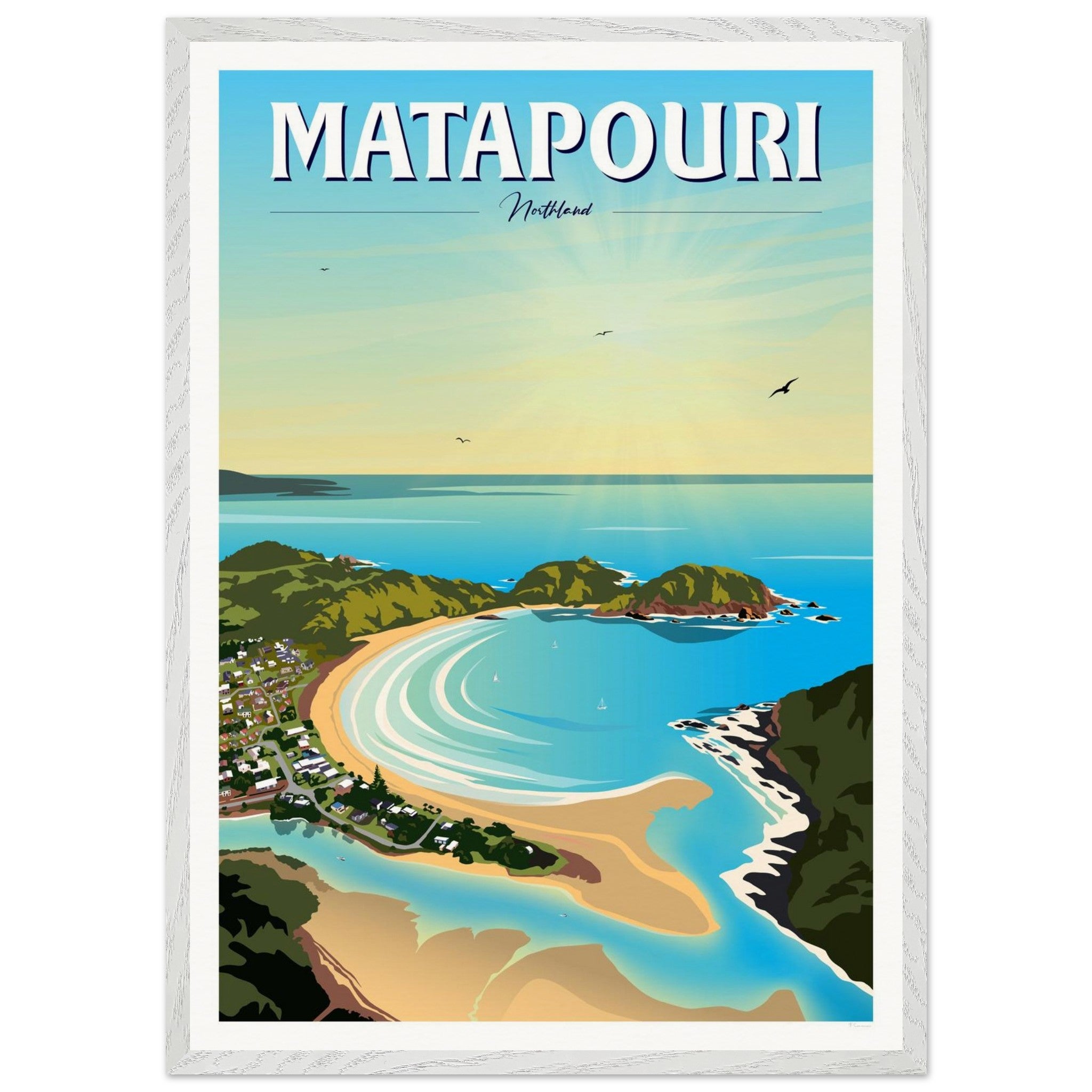 Matapouri Travel Poster, New Zealand