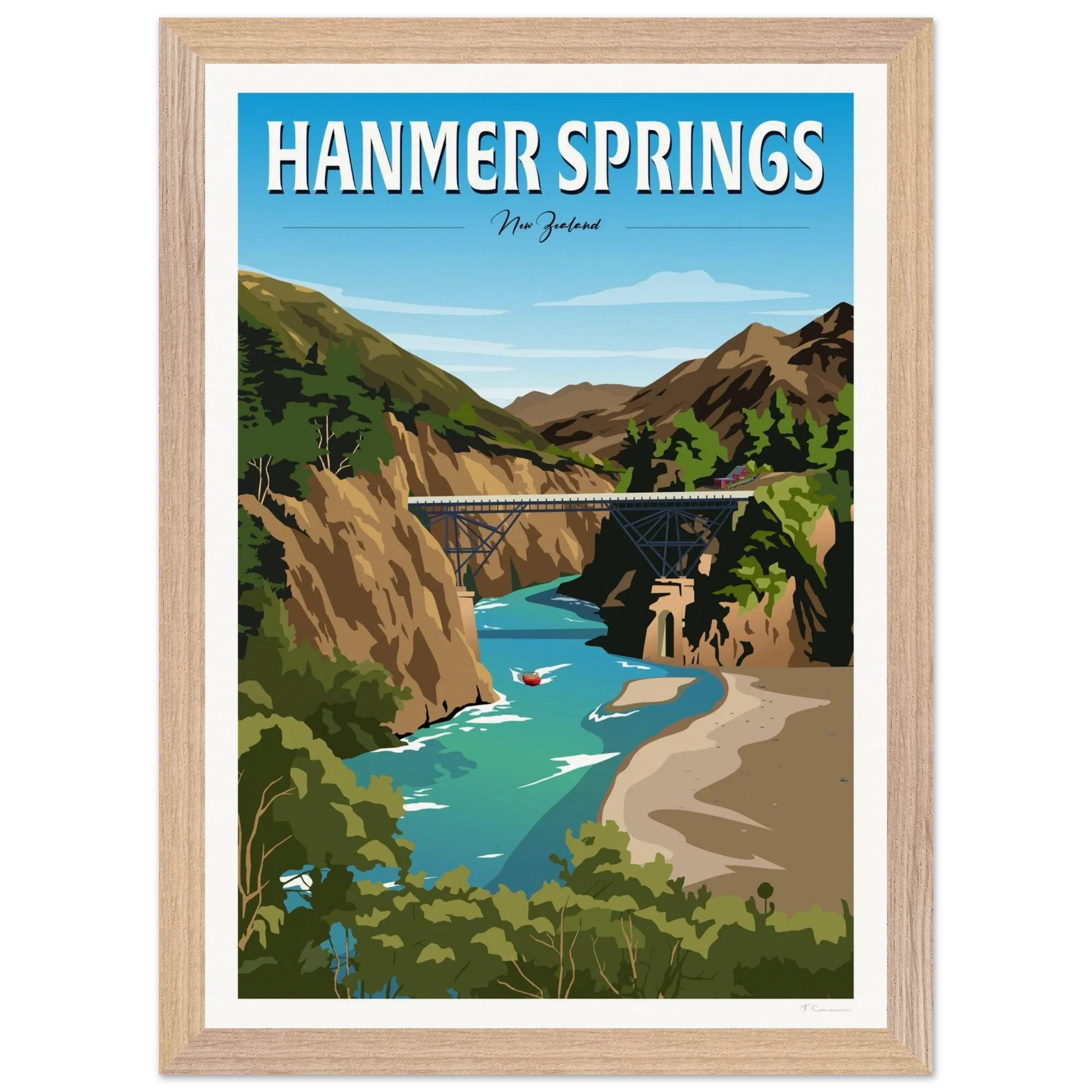 Hanmer Springs Summer Day Travel Poster, New Zealand