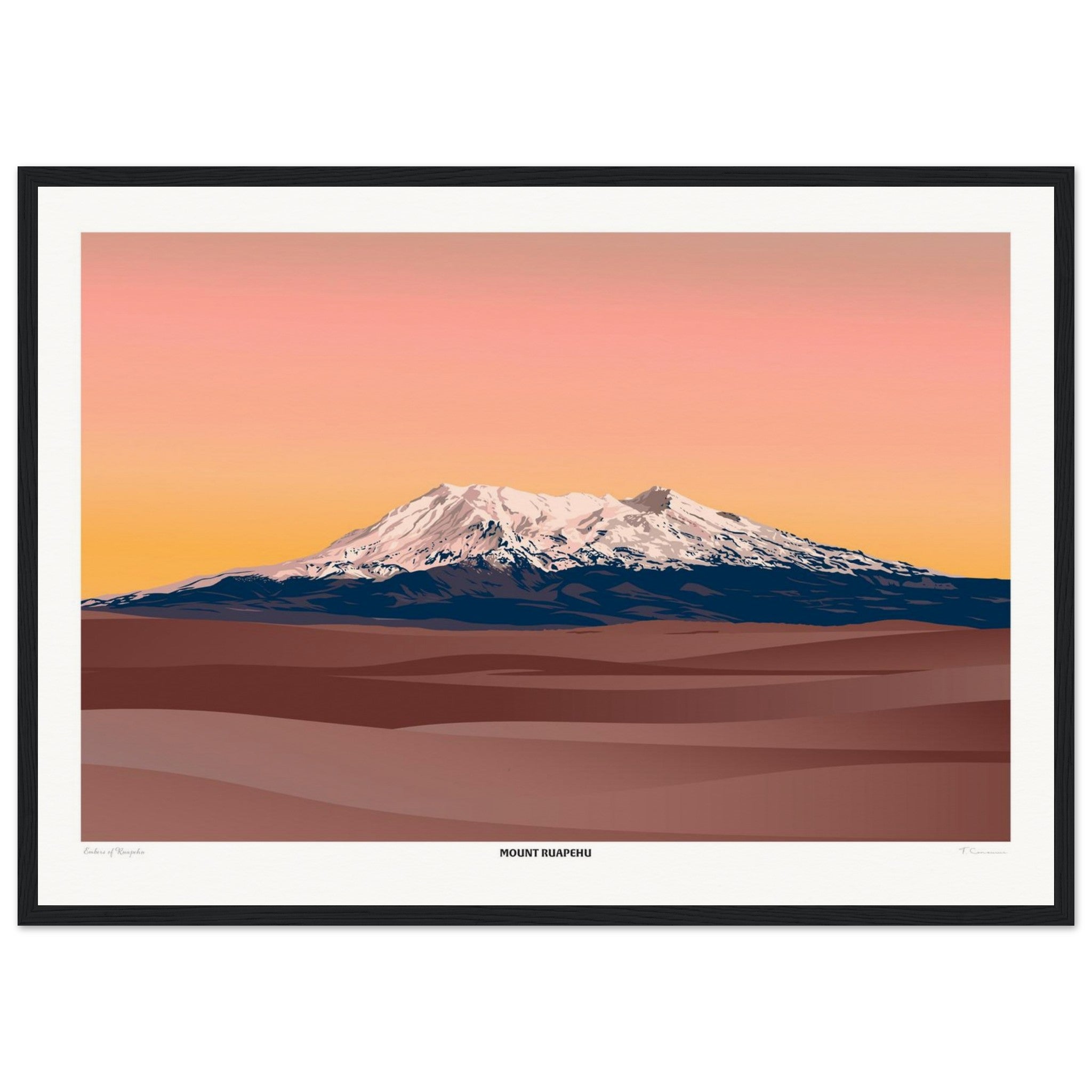 Mount Ruapehu Travel Poster, New Zealand