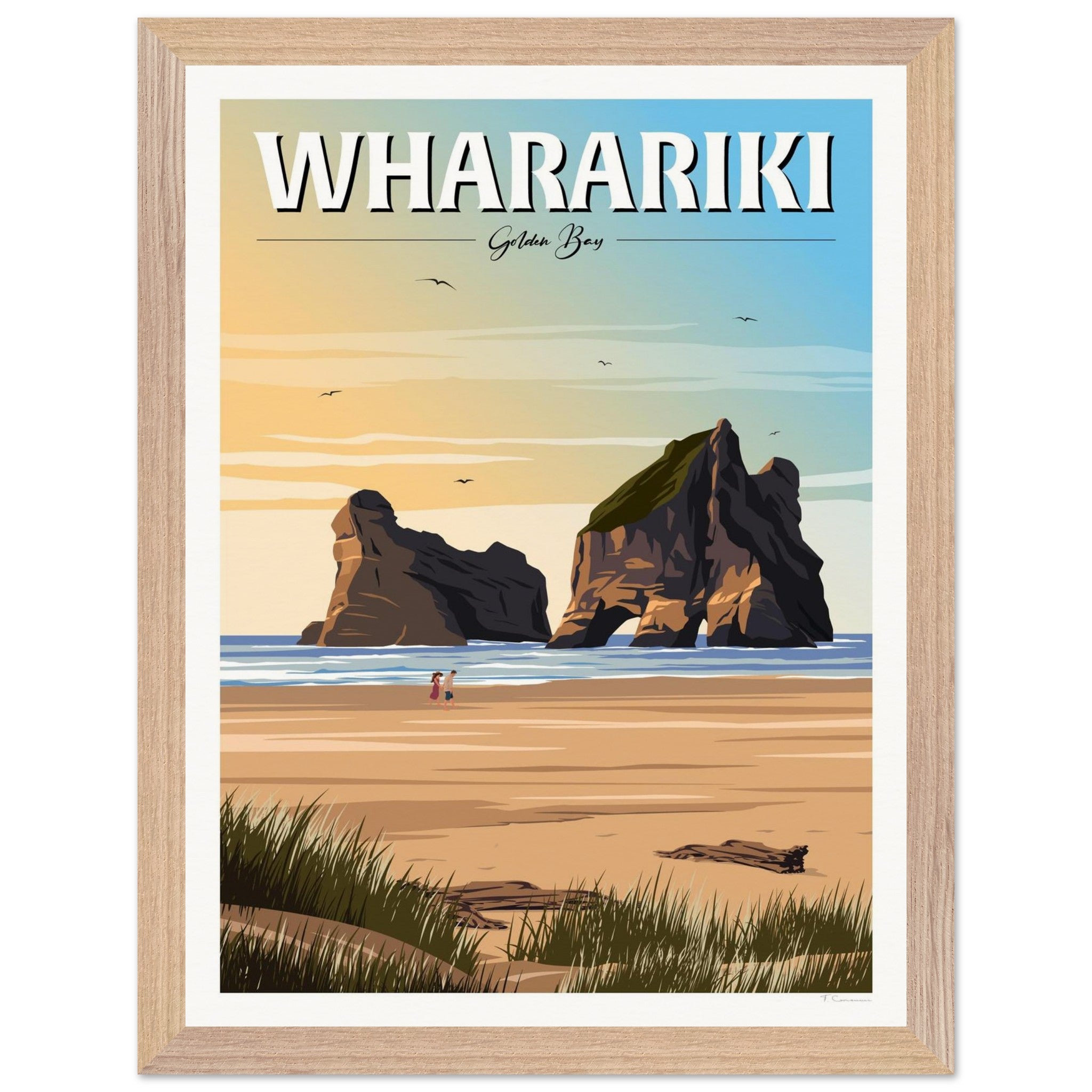 Wharariki Golden Bay Travel Poster, New Zealand