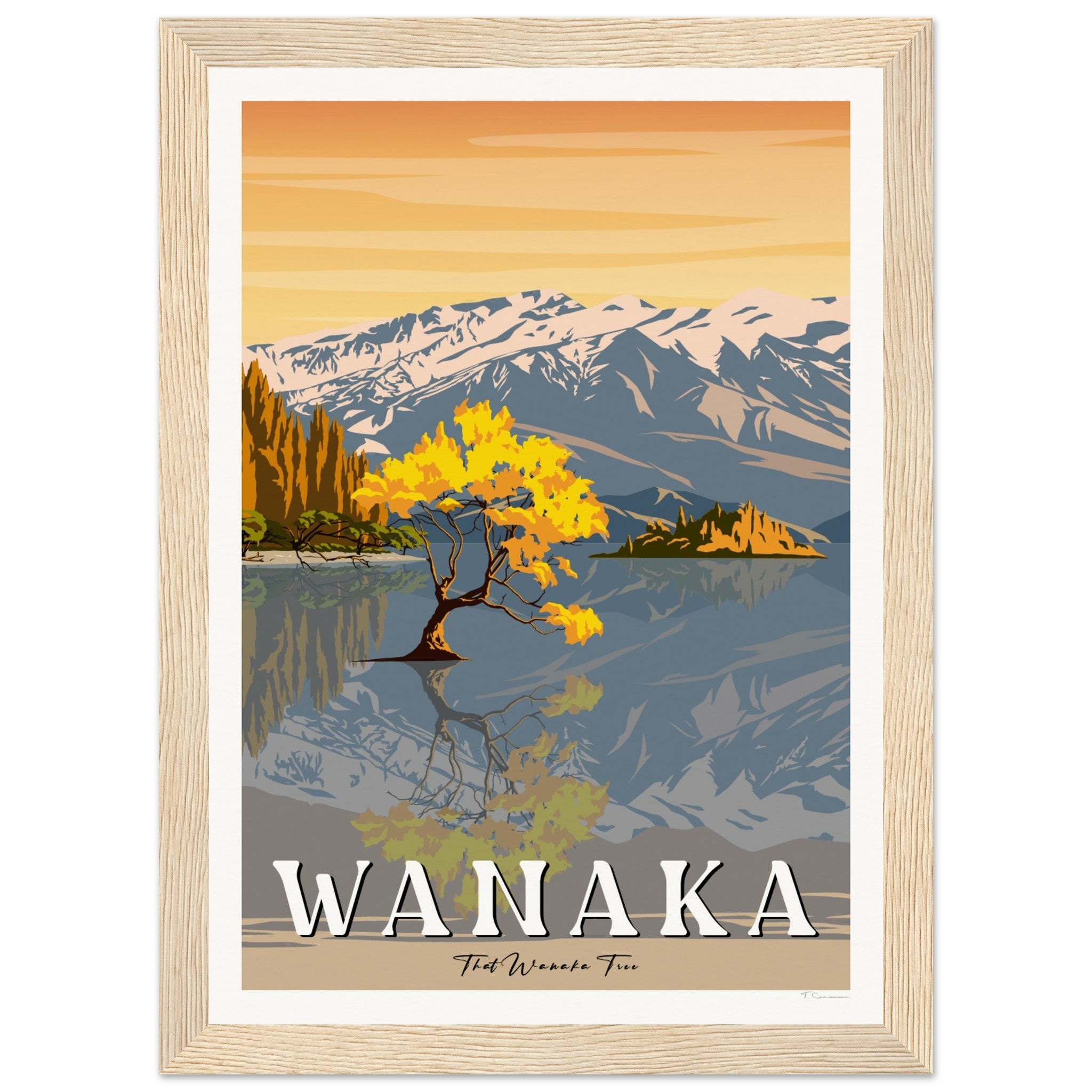 Wanaka Tree in the Lake - Travel Poster, New Zealand