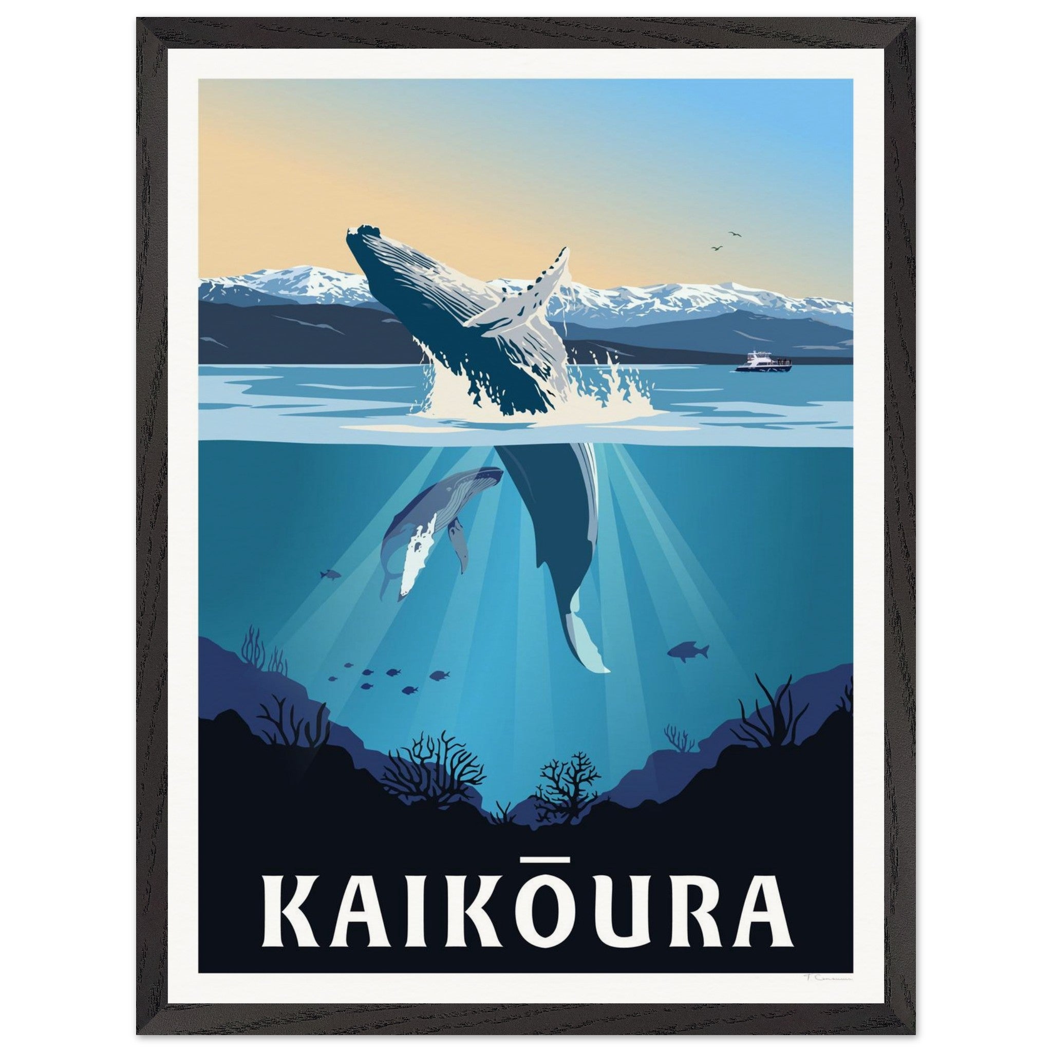 Kaikōura Whale Watching - Travel Poster, New Zealand