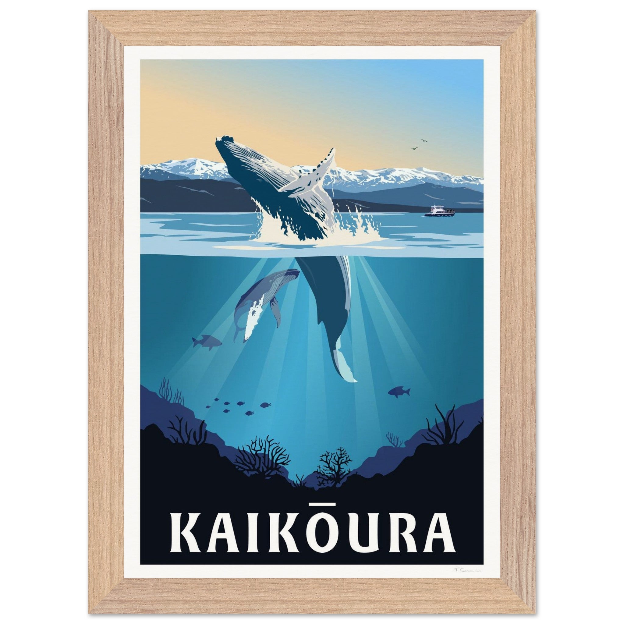 Kaikōura Whale Watching - Travel Poster, New Zealand