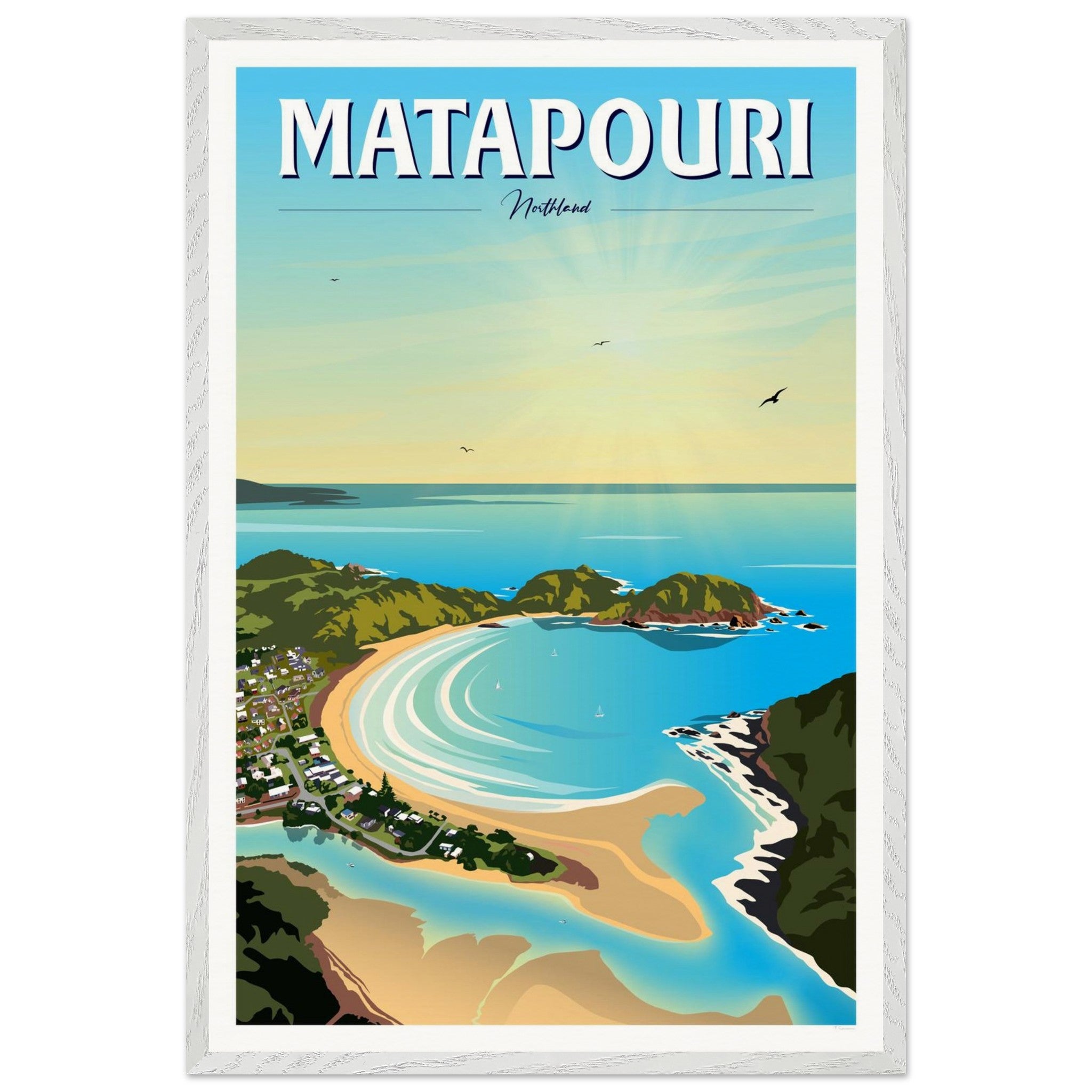 Matapouri Travel Poster, New Zealand