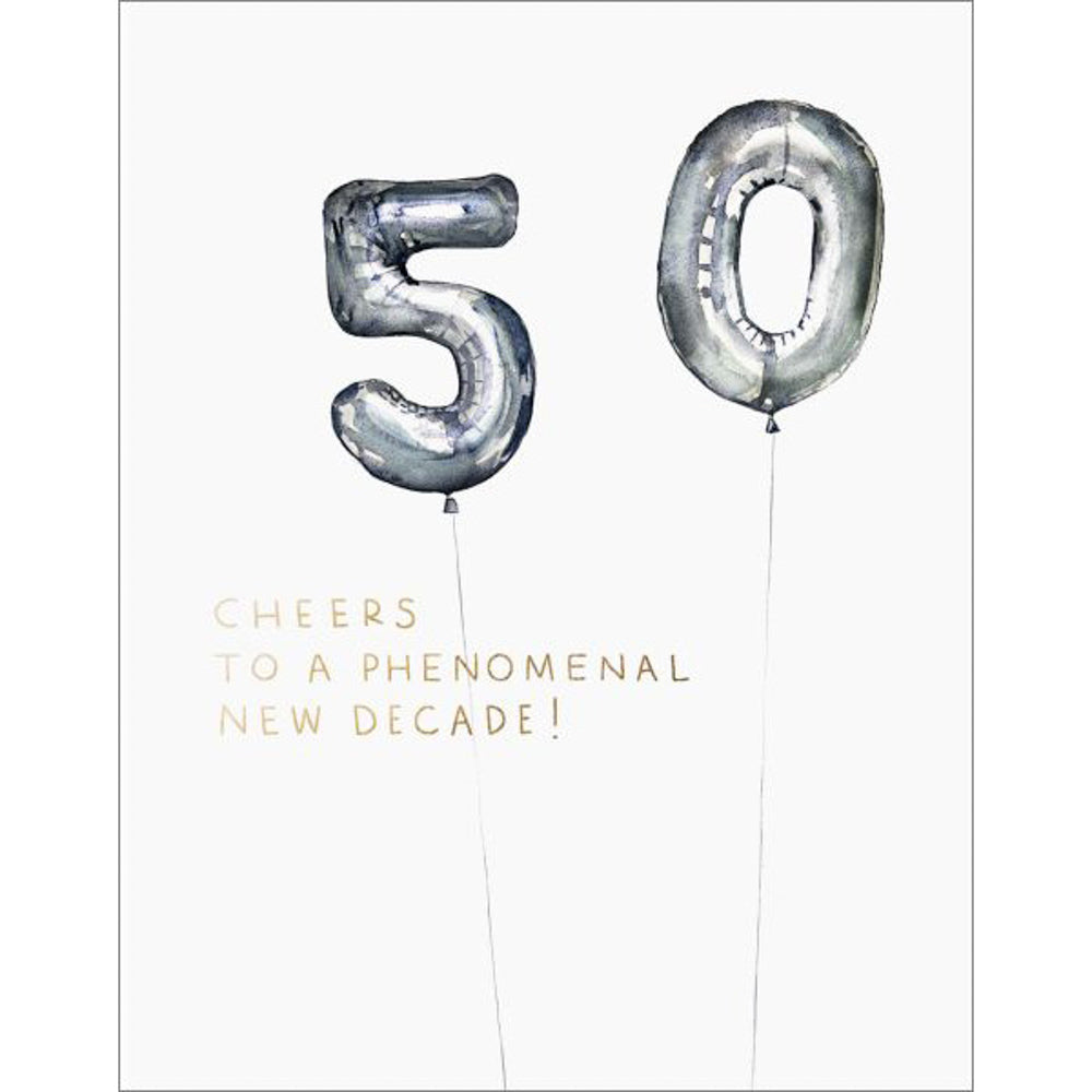 E Frances 50 yrs Helium Balloon Birthday Card