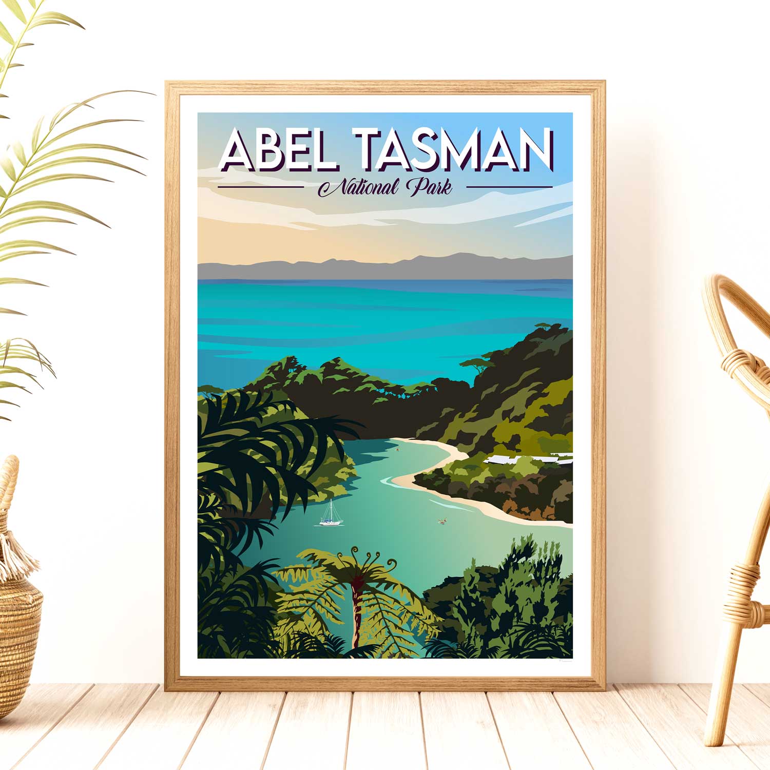 Abel Tasman National Park Travel Poster of New Zealand