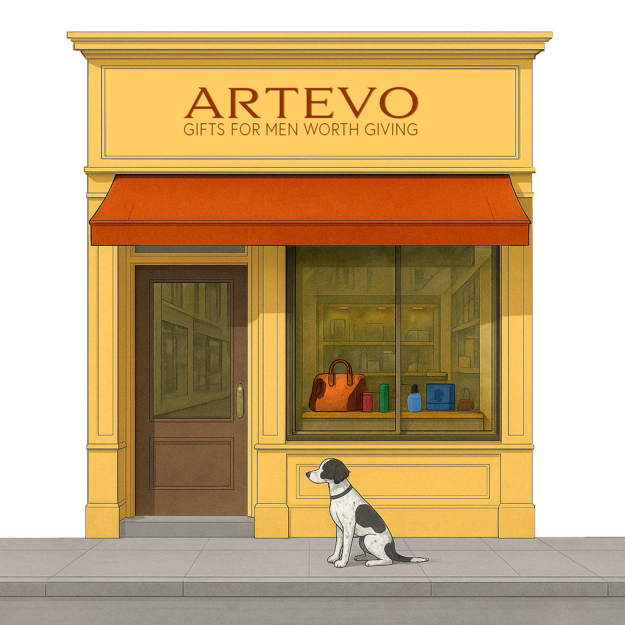 Artevo storefront illustration – New Zealand men’s gift brand, design-led store offering thoughtful, quality gifts for men.