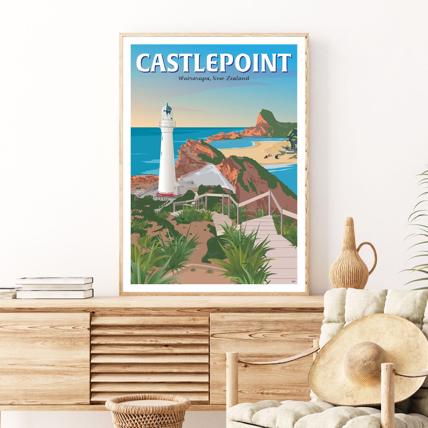 Castlepoint New Zealand Travel Poster