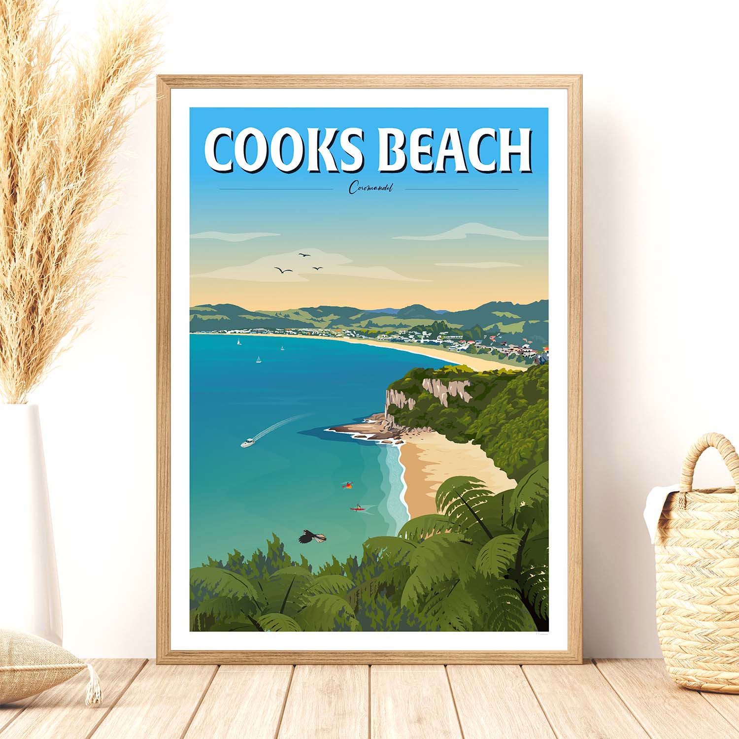 Cooks Beach, Coromandel New Zealand Travel Poster