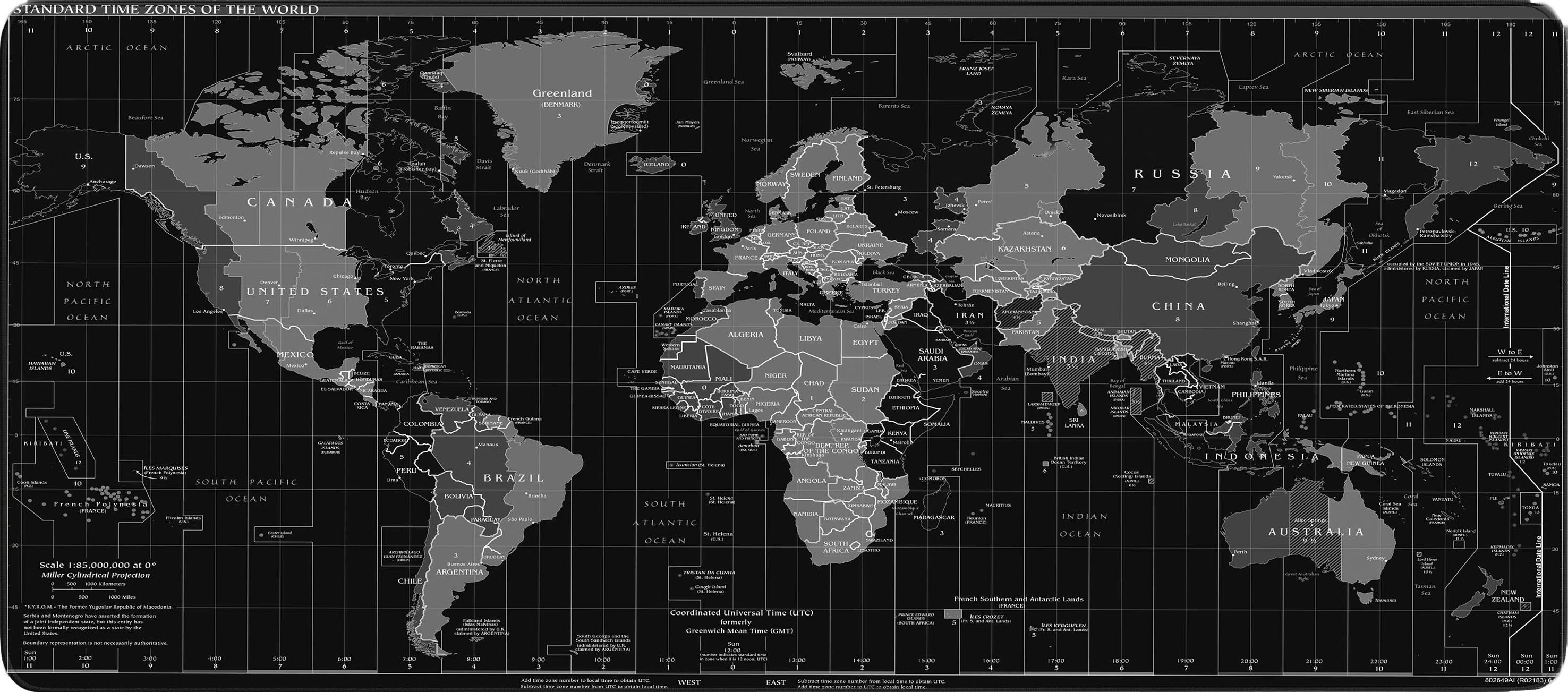 World Map Desk Mat in Black